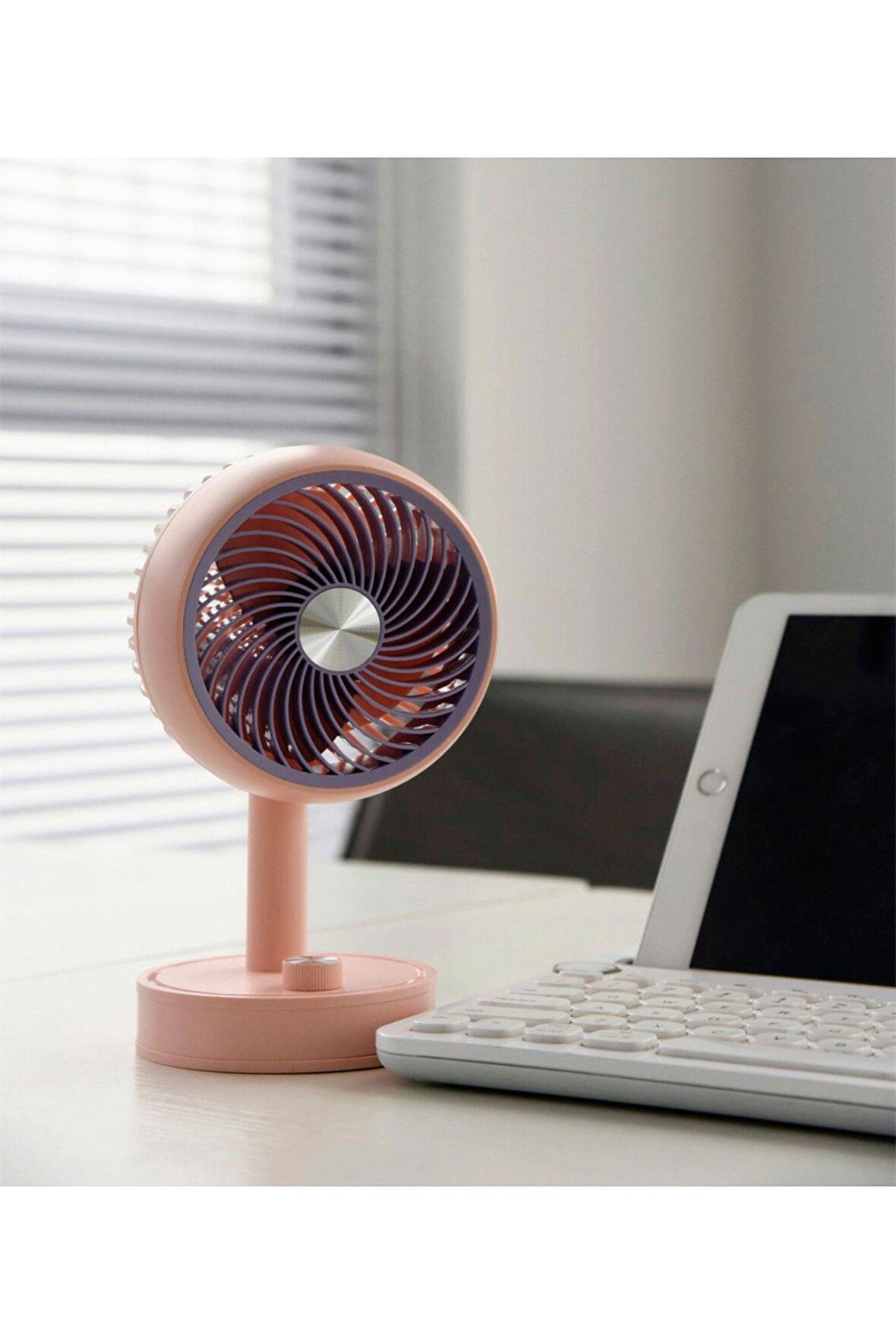 Yuvarlak Kademeli Yase Şarjlı Mini Fan Vantilatör 1200 Mah Bataryalı Güçlü Soğutucu