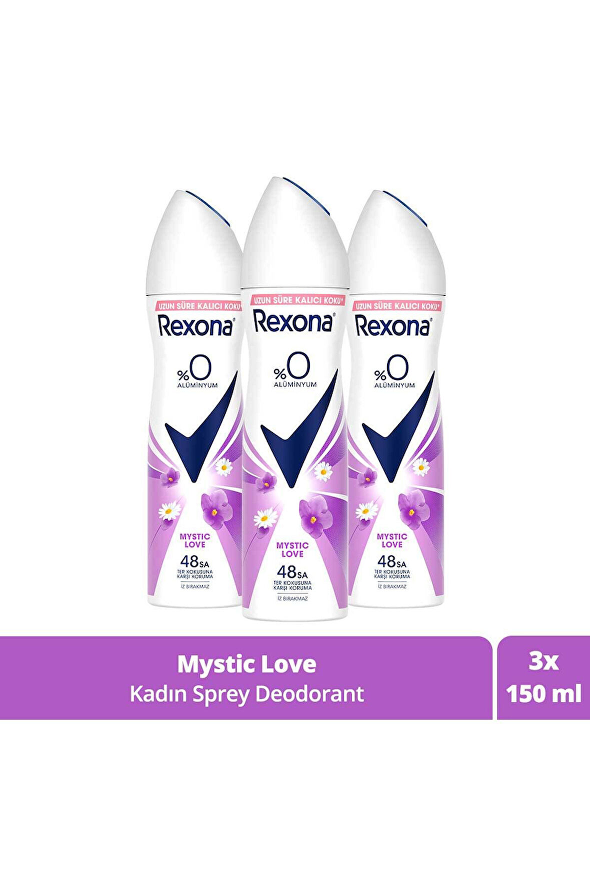 Kadın Sprey Deodorant Mystic Love %0 Alüminyum 150 ml X3