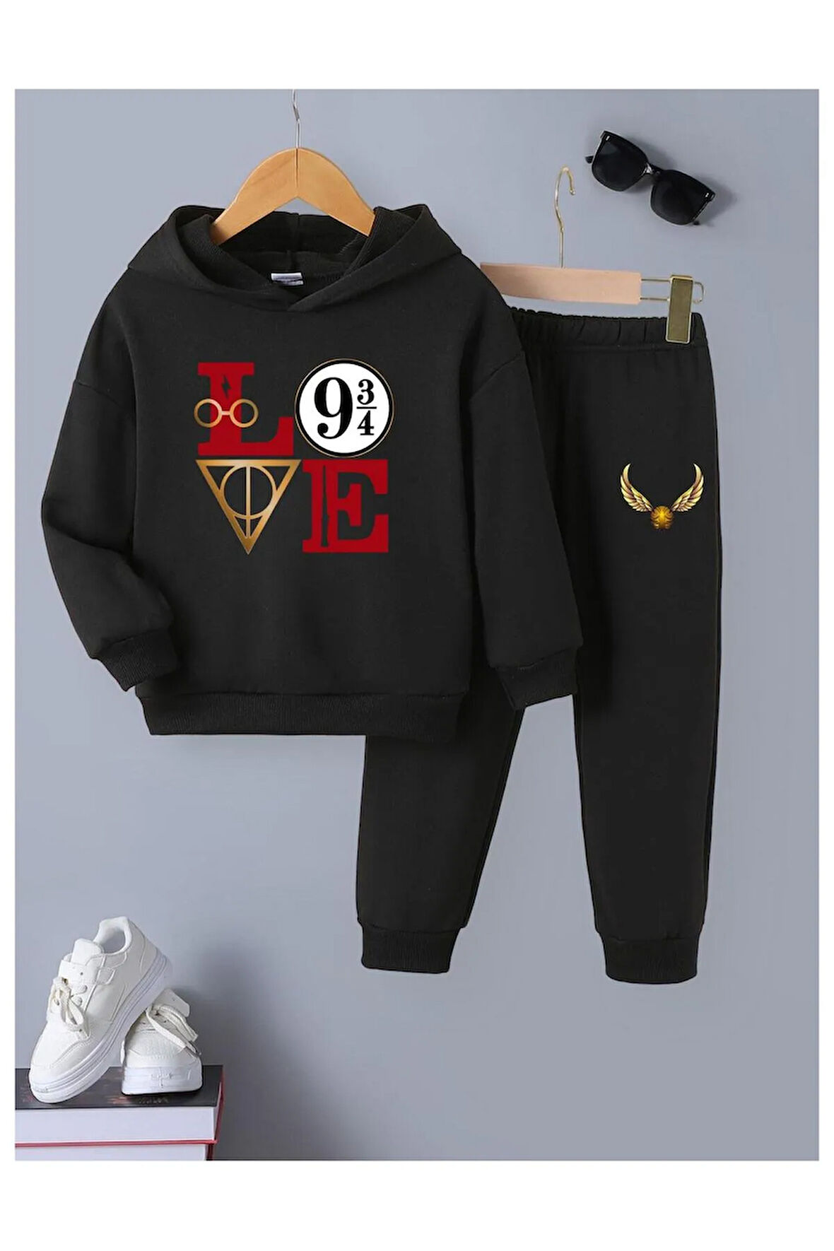 Çocuk Tasarım Harry Potter Love Baskılı Kapüşonlu Sweatshirt Pamuklu