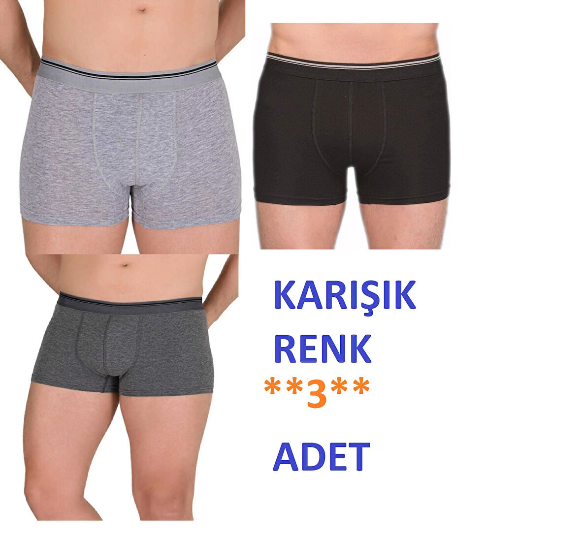 Berrak 1097 (Karışık renk) 3 Pamuklu 6 ADET Likralı Rahat Erkek Boxer Paçalı Külot