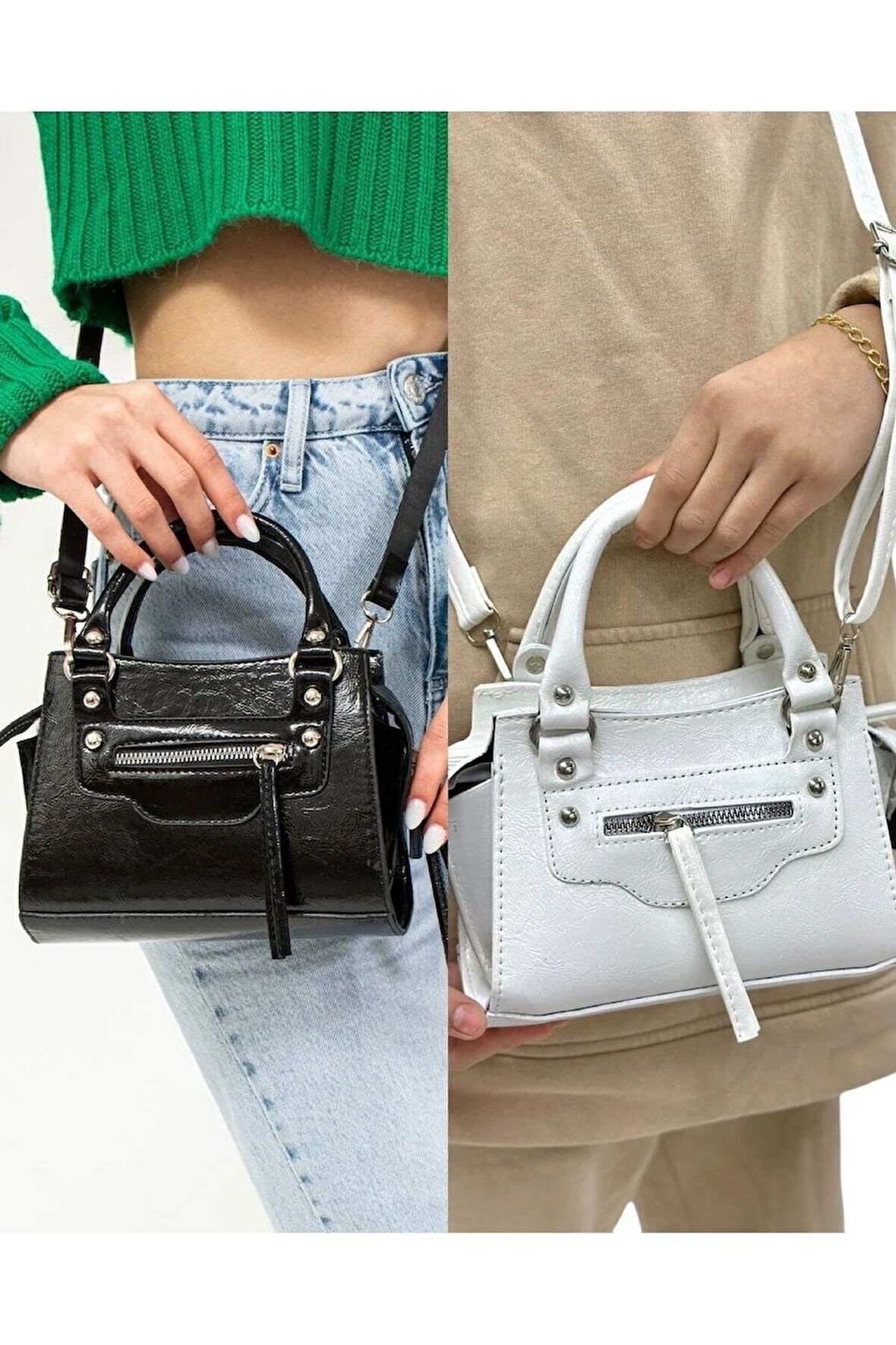 Kadın 2 Li Paket El Ve Omuz Çantası Miny City Ayarlanabilir Uzun Askılı Kulanışlı Çanta