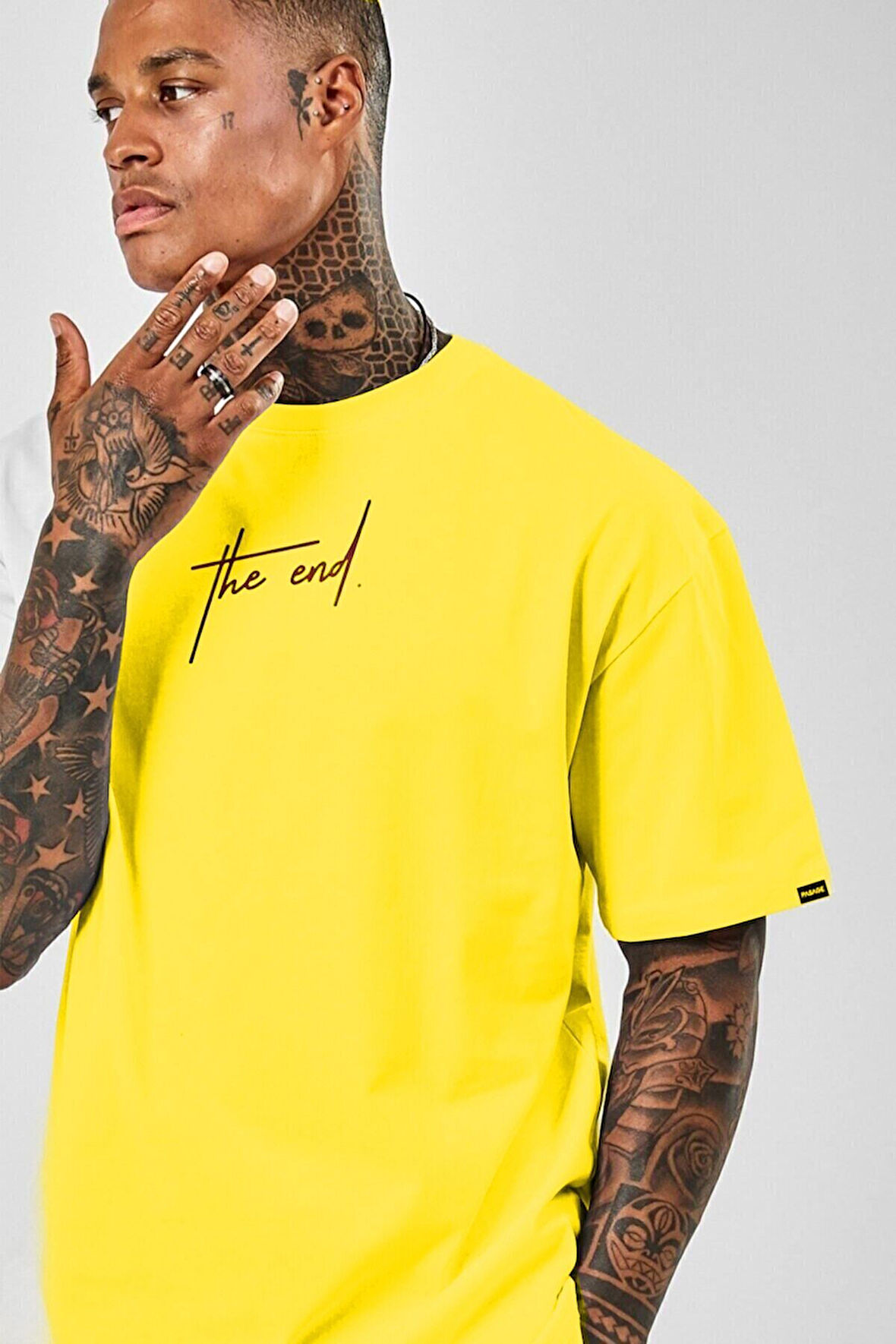 Unisex The End Baskılı Oersize Penye T-shirt Tişört