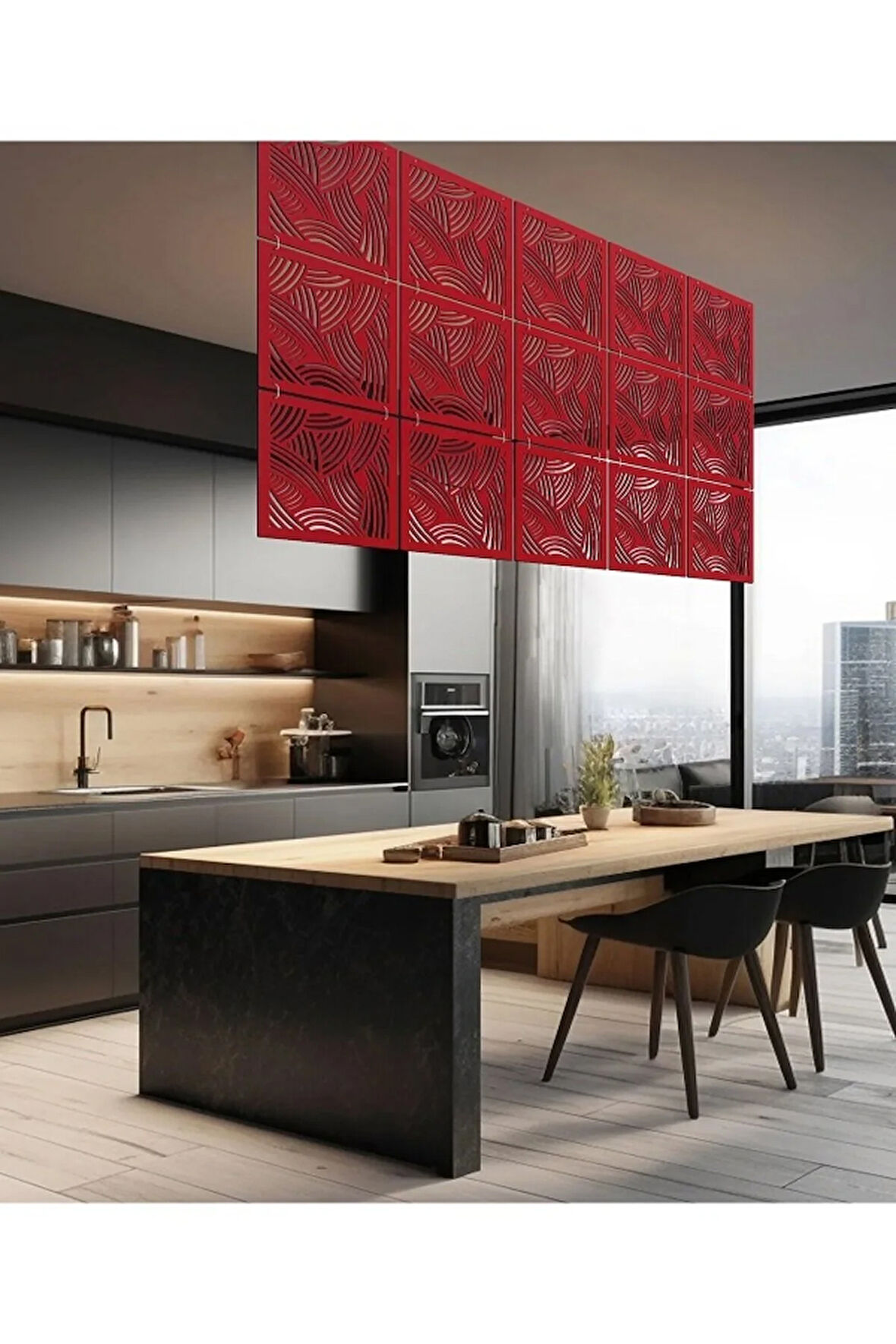 Lazer Kesim Sarkıt Paravan, Ahşap Seperatör, Panel Levha Seti Dekorasyon Ahşap Oda Bölücü desenli