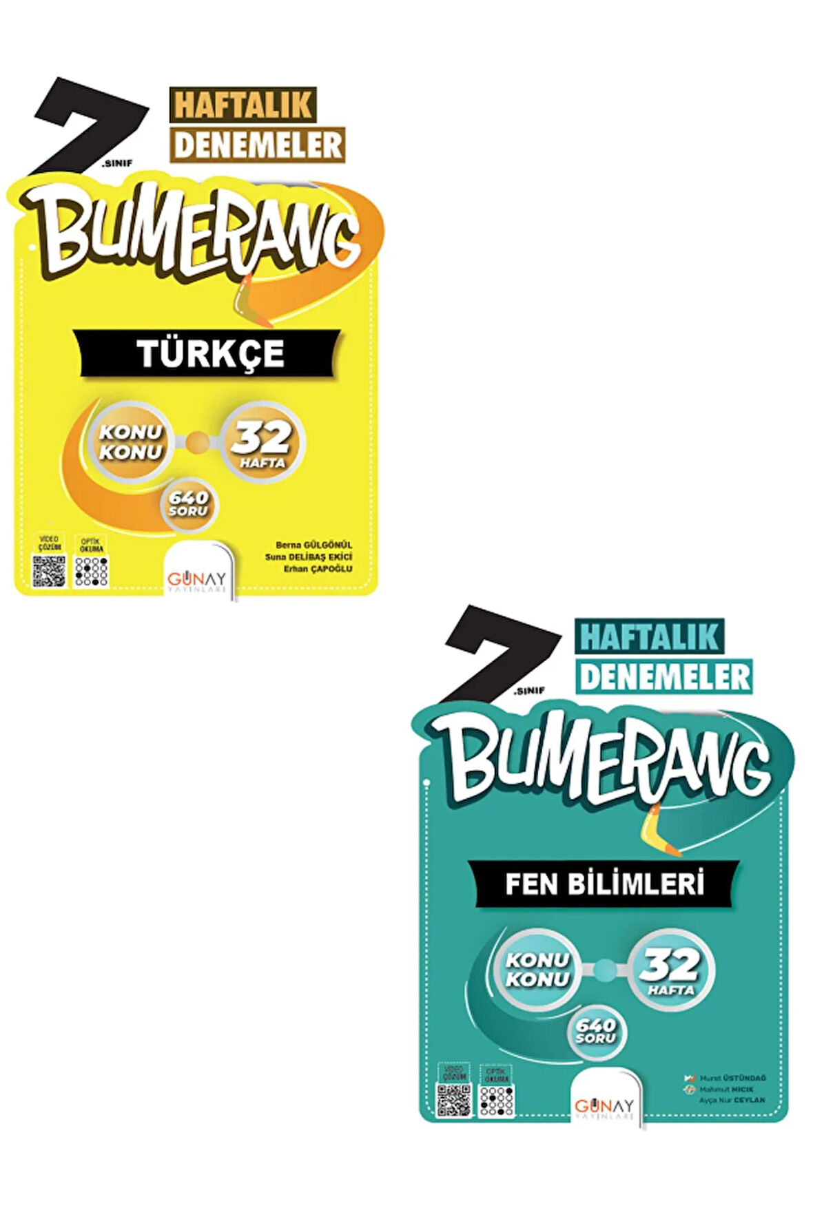 7.Sınıf Günay Bumerang 32 Haftalık Türkçe + Fen Bilimleri Denemeler ( 2 KİTAP SET ) Yeni Nesil