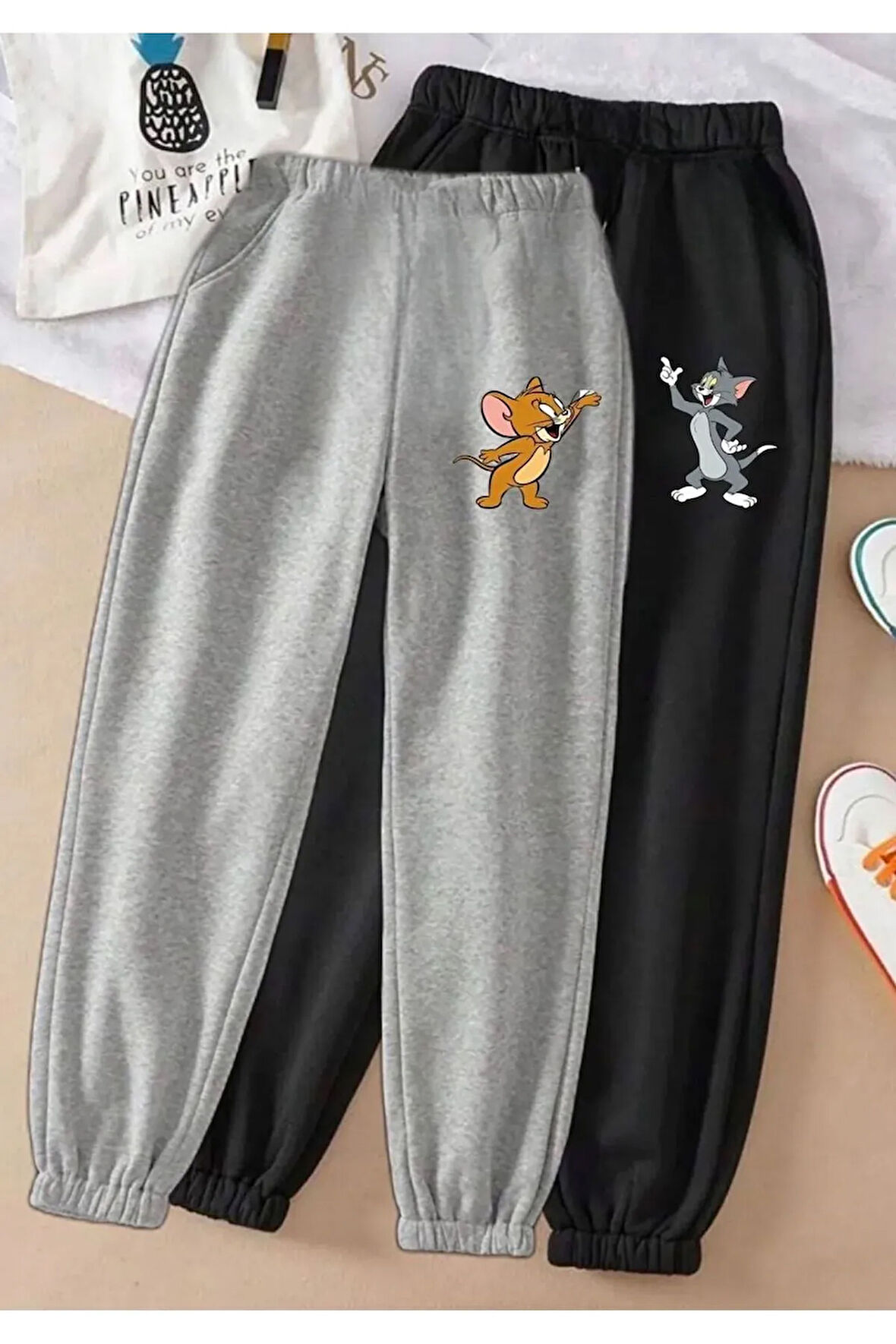 Kız\erkek Çocuk 2'Li Paket Tom-Jerry Baskılı Eşofman Altı