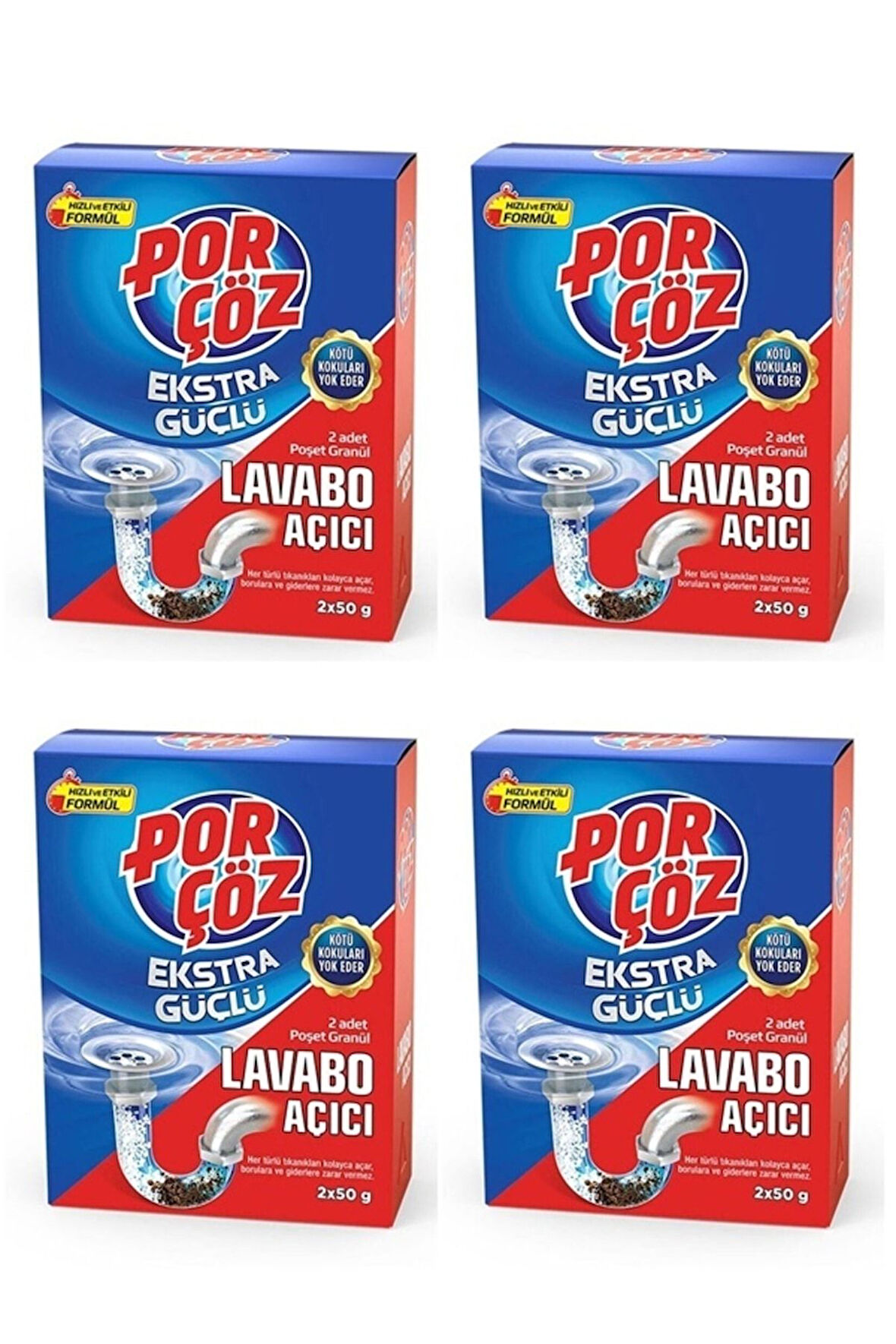 Lavabo Açıcı Granül 2 X 50 Gr 4 Lü Ekonomik Paket