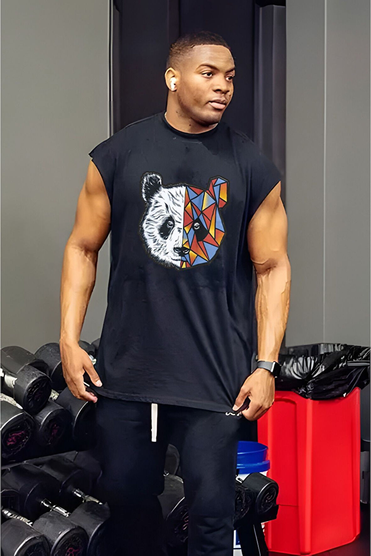 PANDA baskılı büyük beden  T-shirt