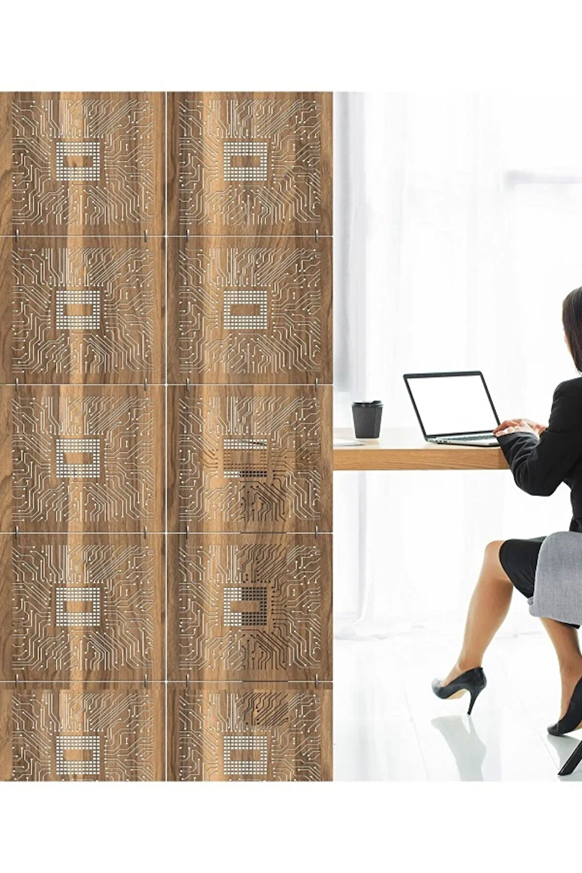 Lazer Kesim Sarkıt Paravan,Ahşap Seperatör, Panel Levha Seti Dekorasyon Ahşap Oda Bölücü çip işlemci