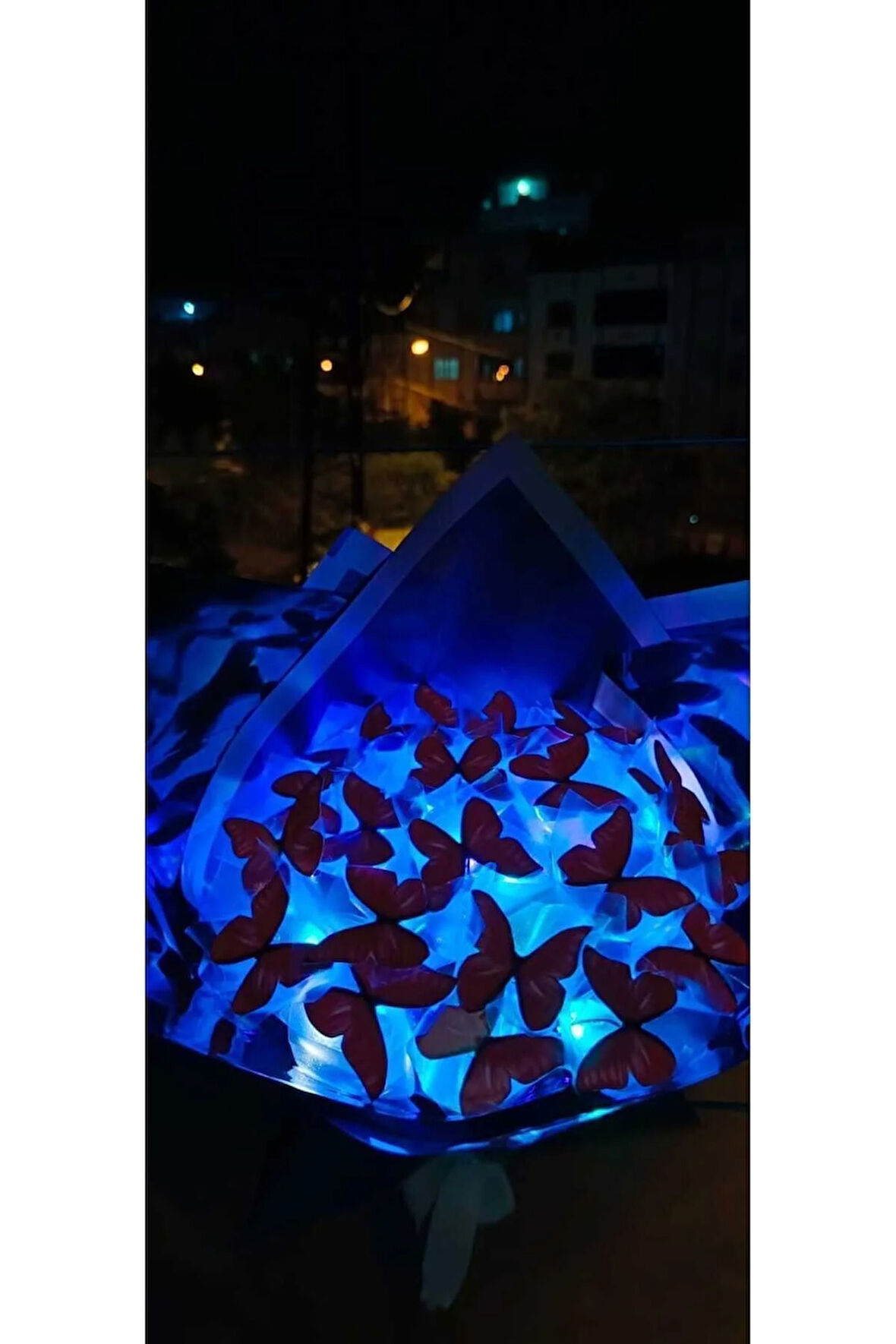 ledli kırmızı kelebek buketi