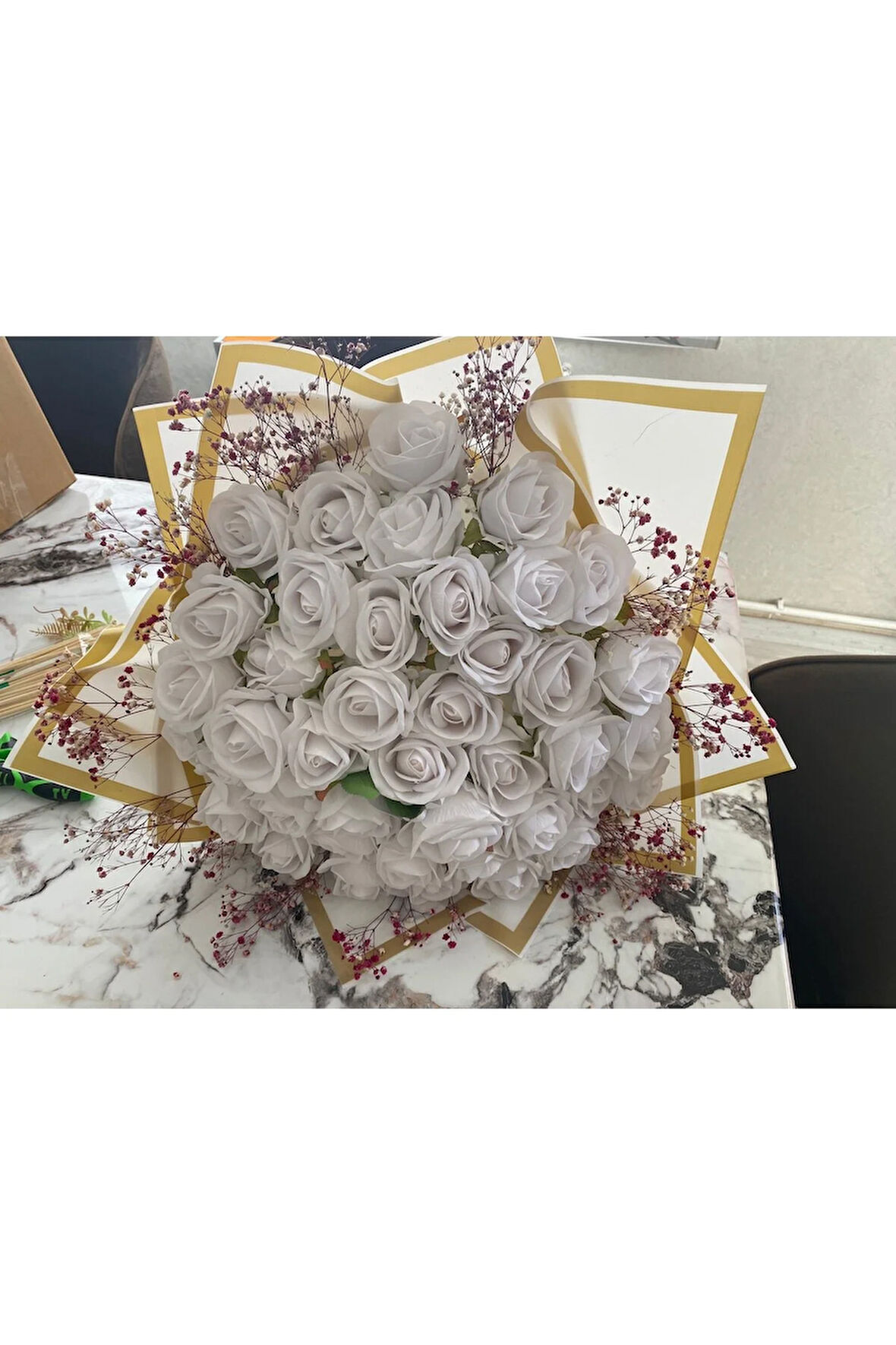 41 li kız isteme çiçeği buketi beyaz gül