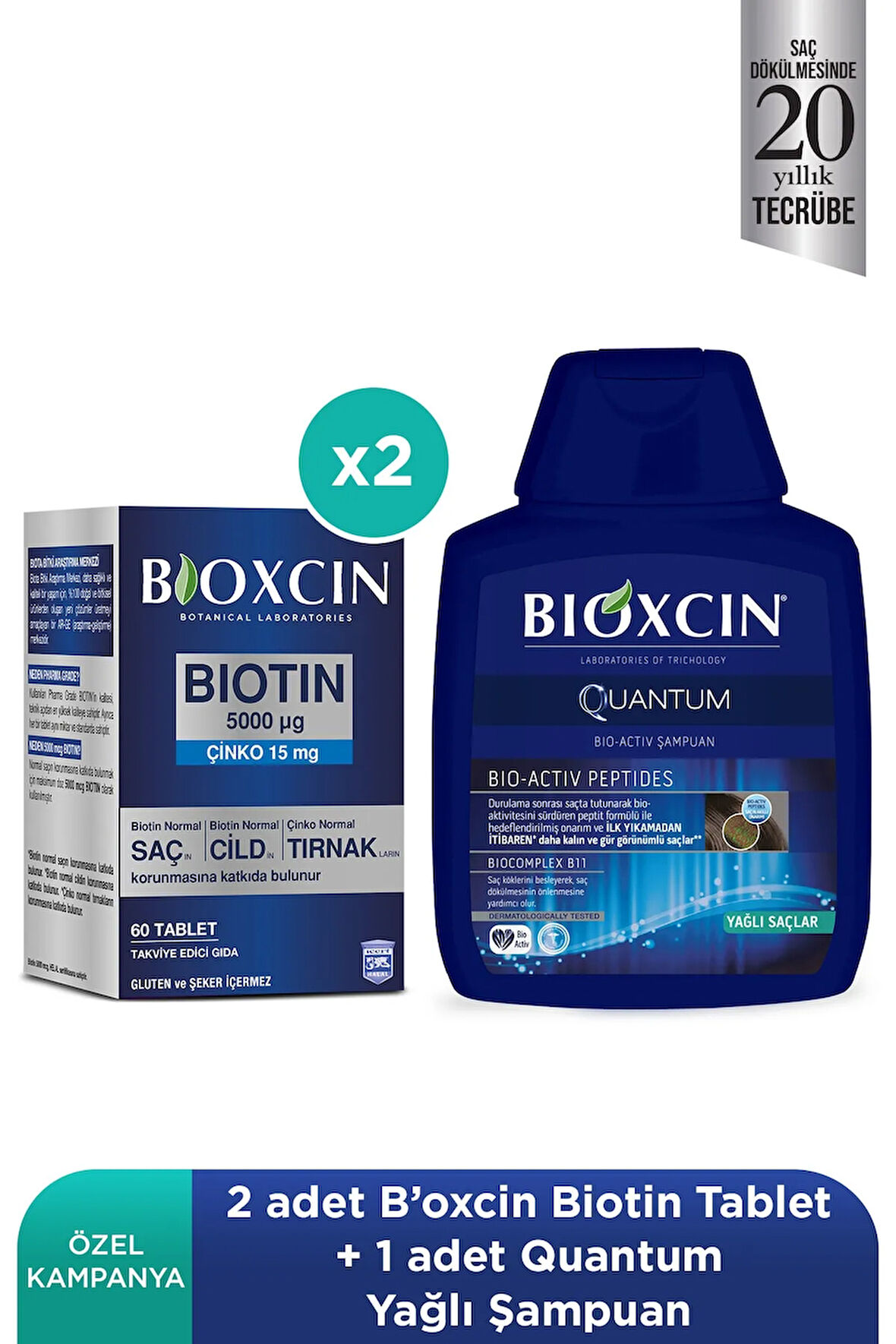 Bıoxcın Bıotın 5000 Mcg 60 Tablet + Quantum Şampuan 100 Ml