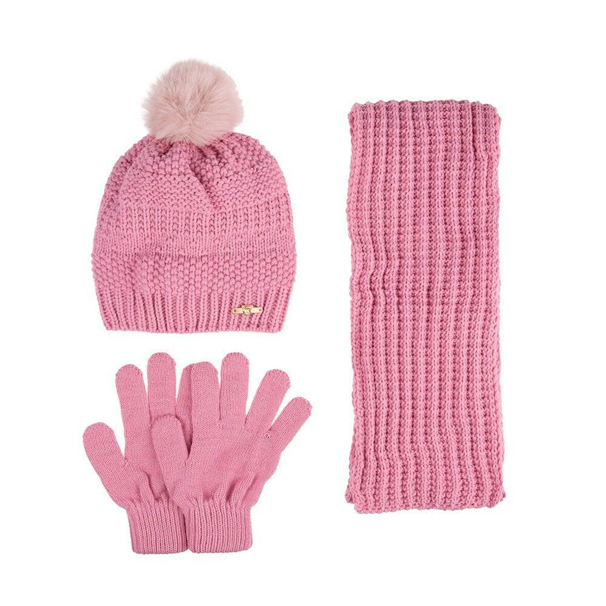 Kitti 9-15 Yaş Kız Çocuk Atkı Bere Eldiven İçi Polarlı 3'lü Takım 24180-02