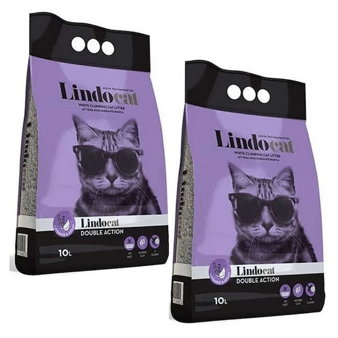Lindocat Lavanta Kokulu İnce Taneli Kedi Kumu 10 L x 2 Adet