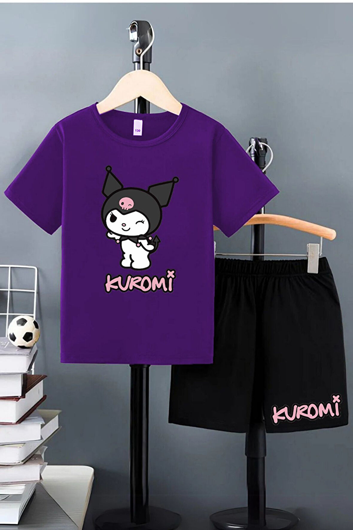 Kuromi Baskılı Alt Üst T-Shirt Şort Takım