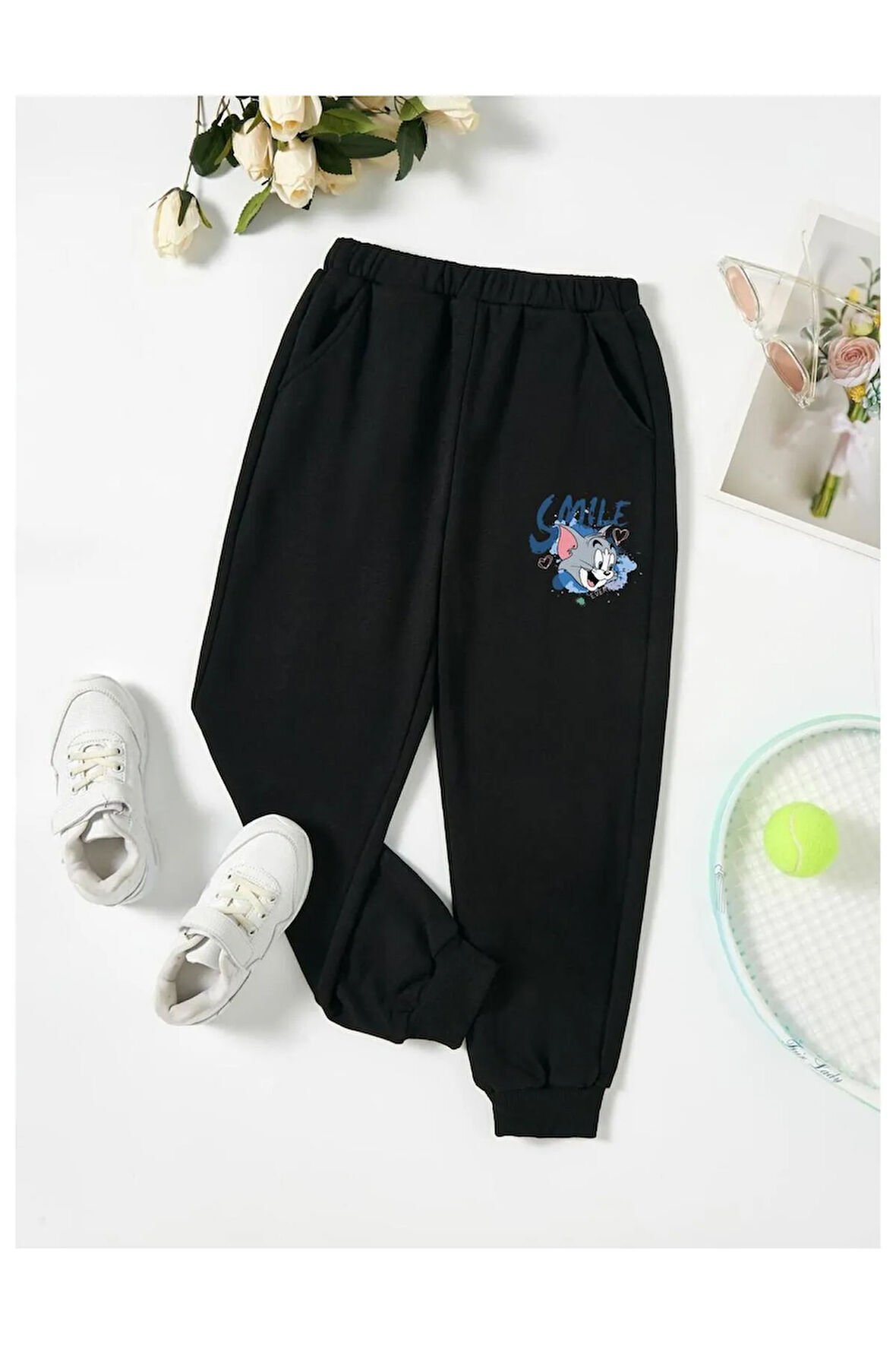 Çocuk Tasarım Tom And Jerry Renk Baskılı Kapüşonlu Sweatshirt Pamuklu
