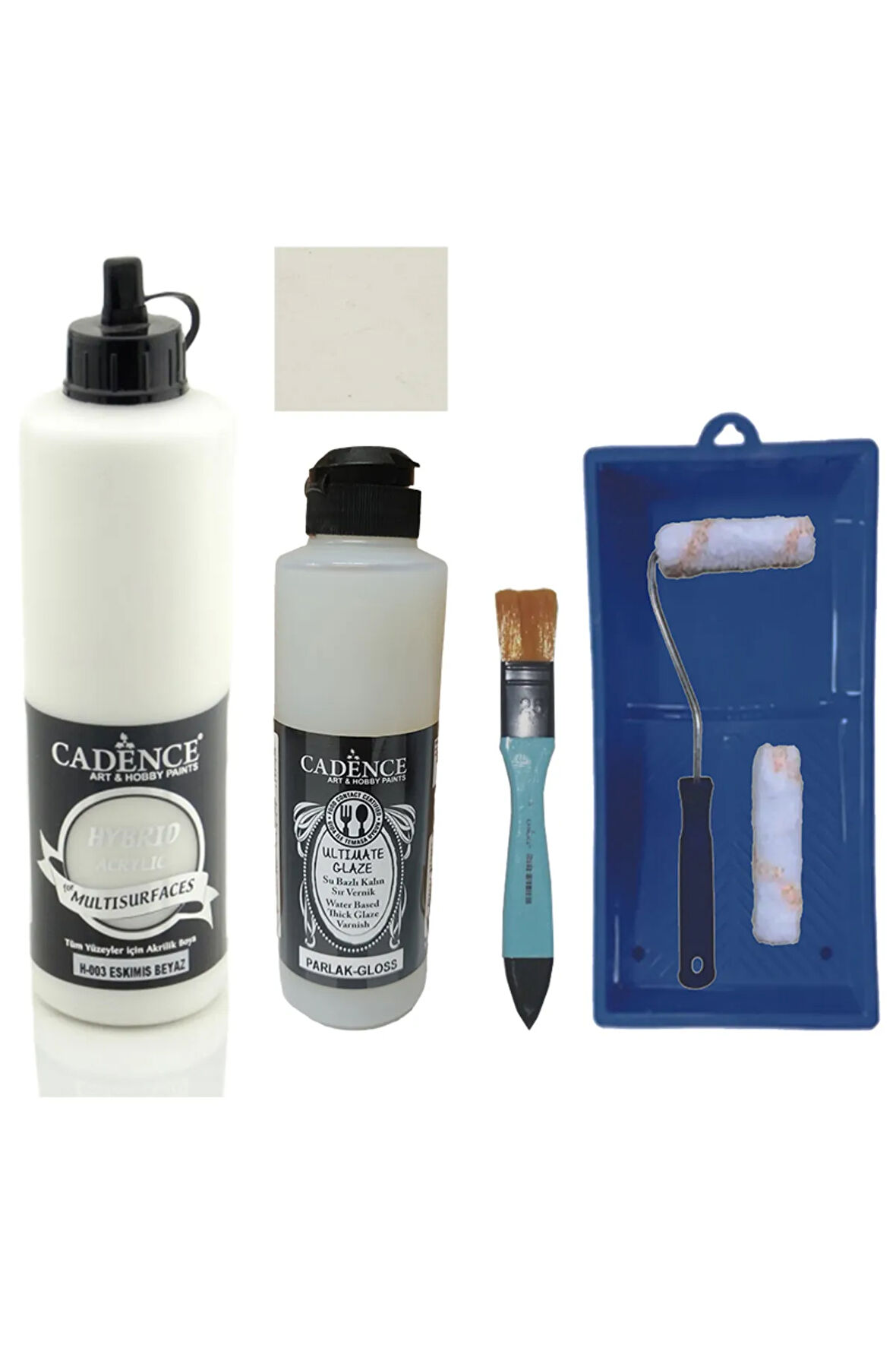 Mobilya Boyası-Cadence Multisurface H-003 EskimişBeyaz 500Ml Ultimate Vernik Parlak 250Ml SatRuloSet