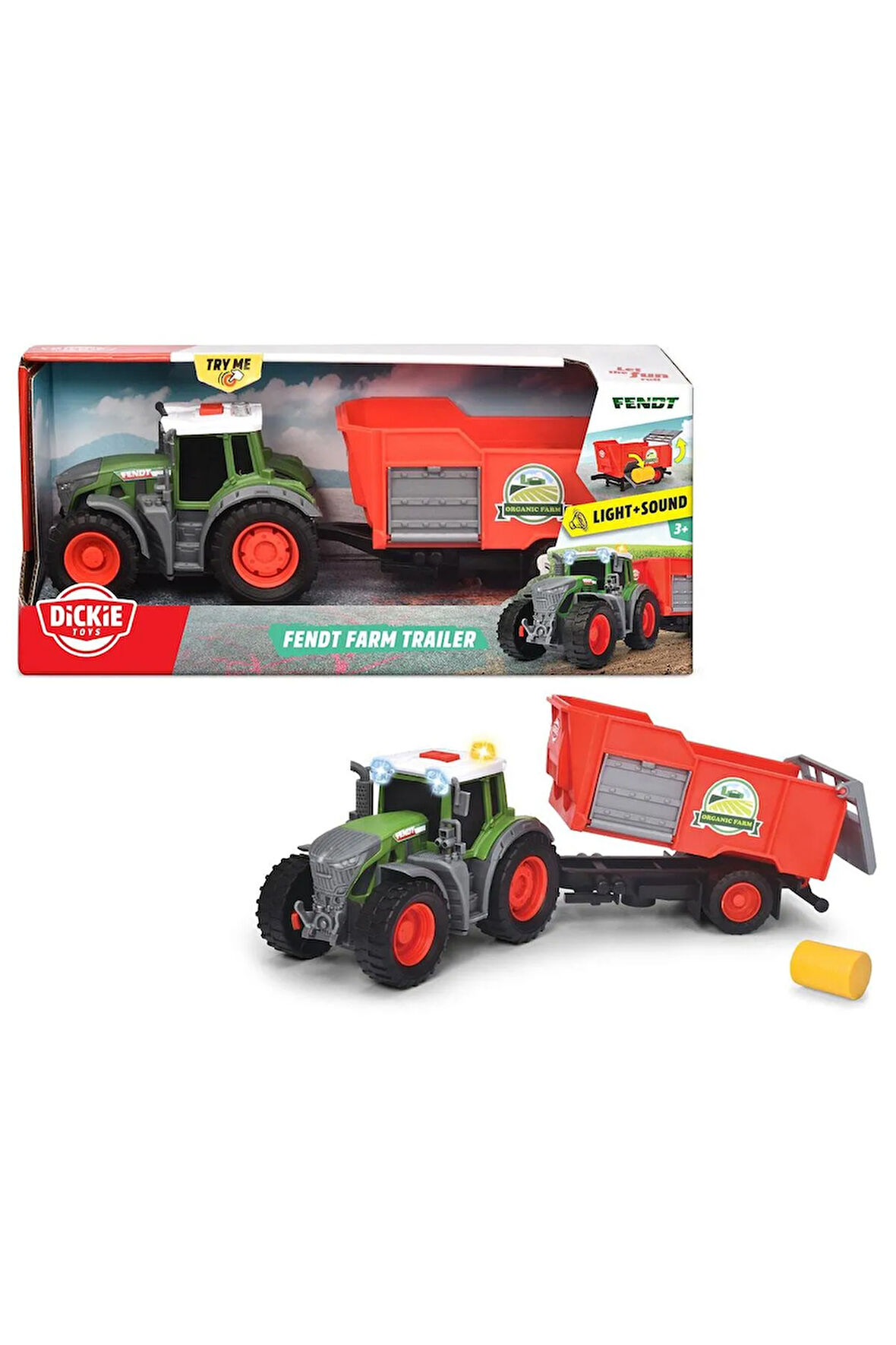 Dickie Fendt Farm Trailer Sesli ve Işıklı Traktör Römorklu