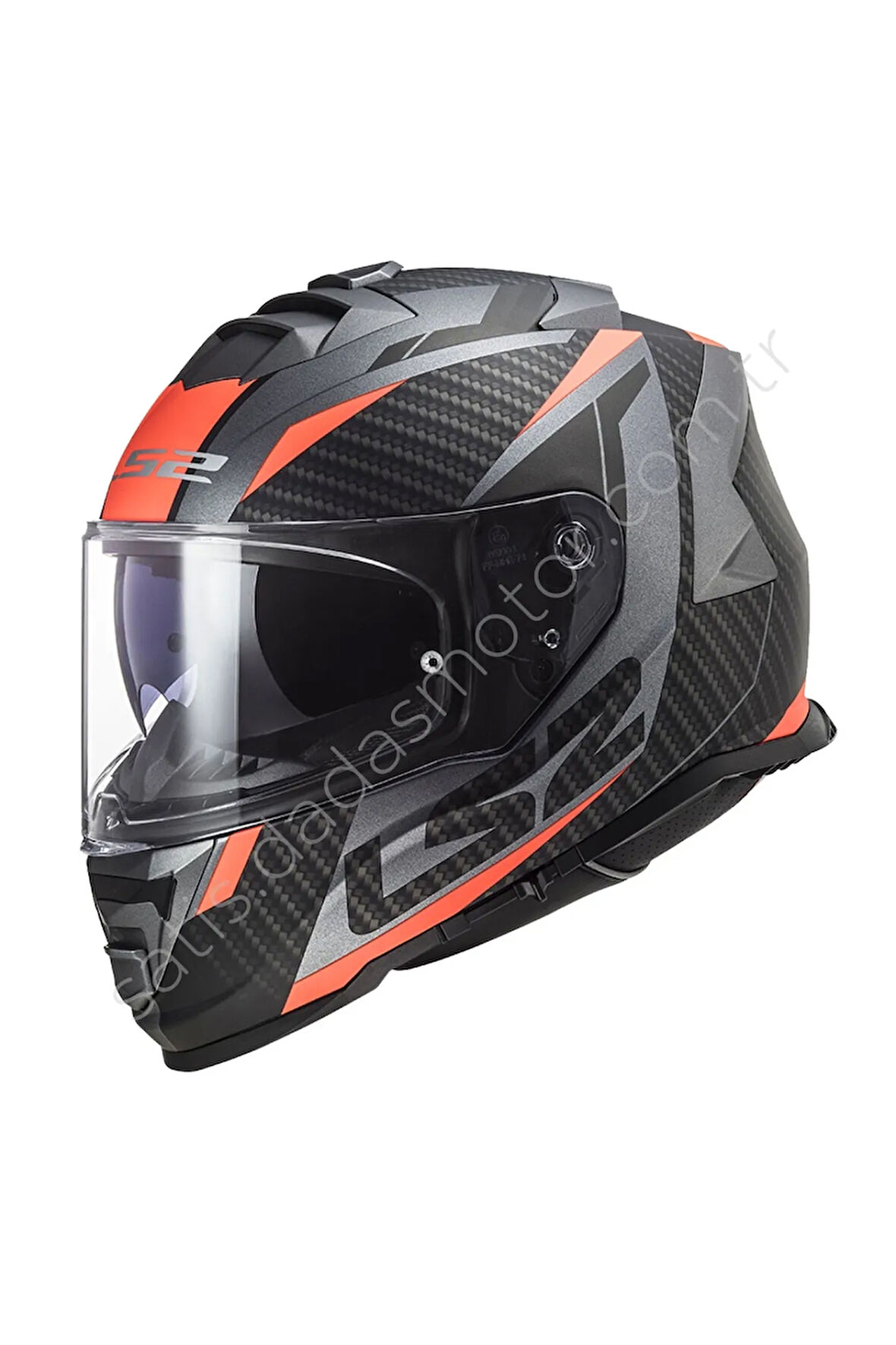 STORM RACER MAT TITANIUM-NEON TURUNCU KAPALI KASK