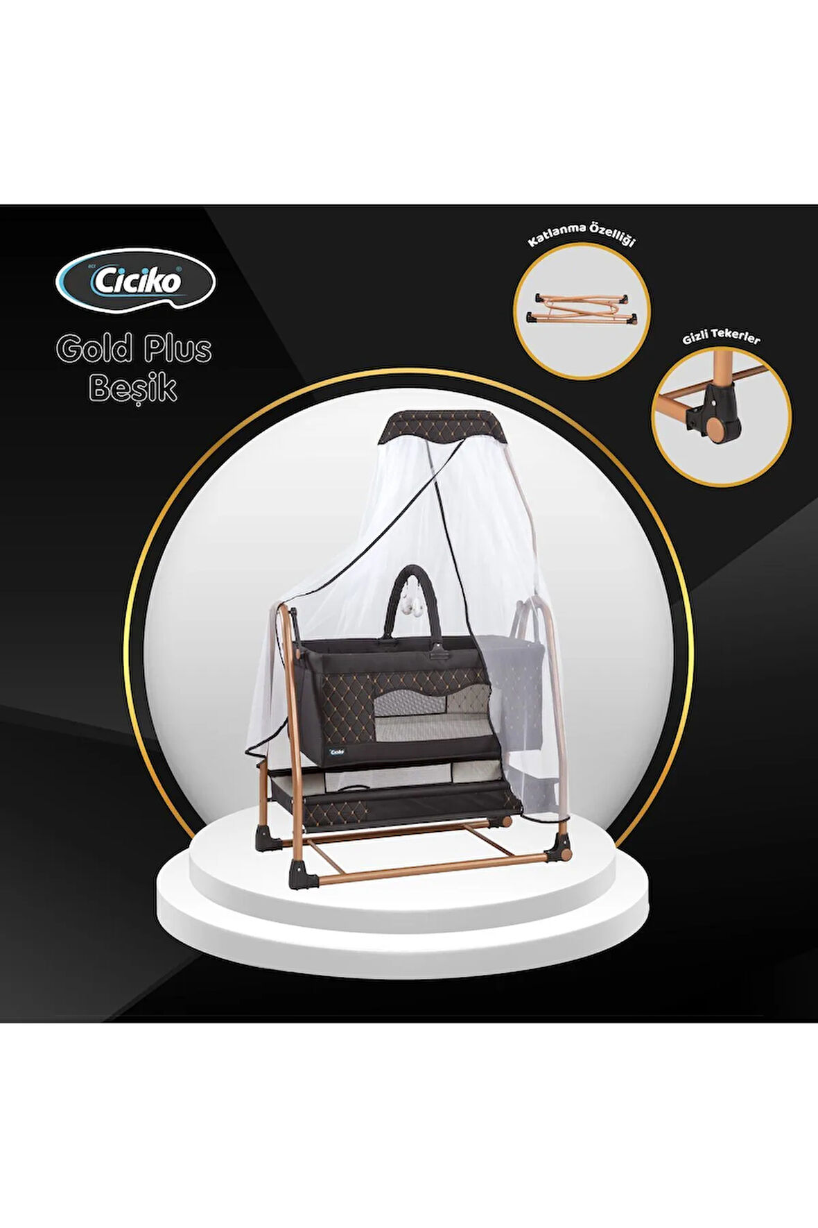 C-1100 Gold Plus Lüks Tüllü Beşik