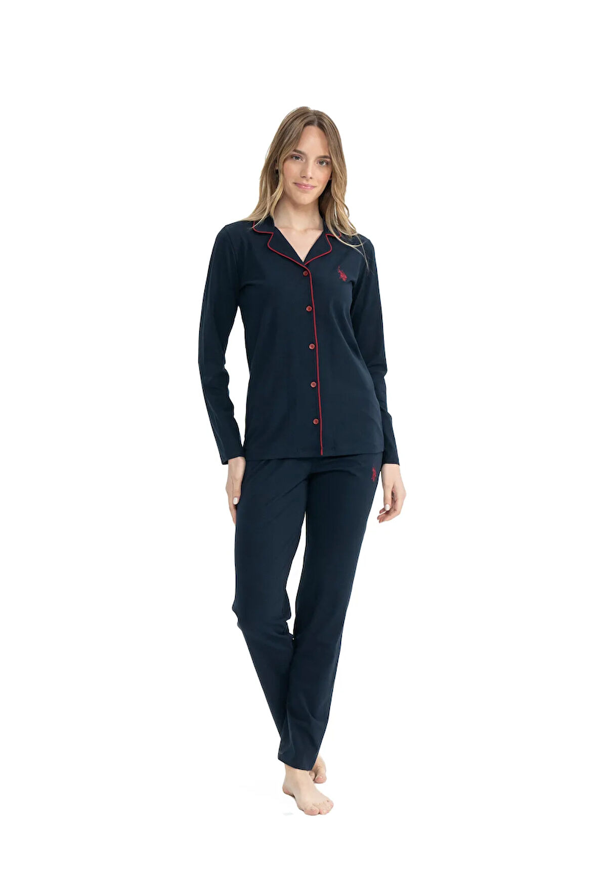 Classic Siyah Biyeli Kadın Çeyizlik Gömlek Pijama Takımı 11000