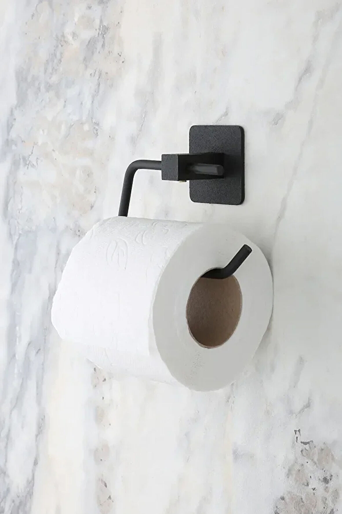 Kare Yapışkanlı Siyah Açık Tuvalet Kağıtlığı Wc Kağıtlık Tutucu