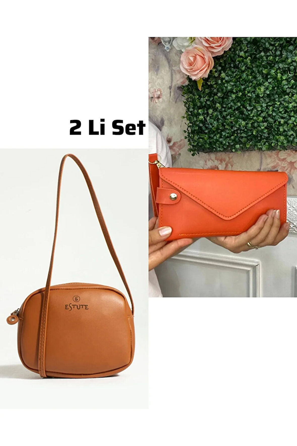 2 Li Paket Turuncu Cüzdan Ve Urban Çanta Set