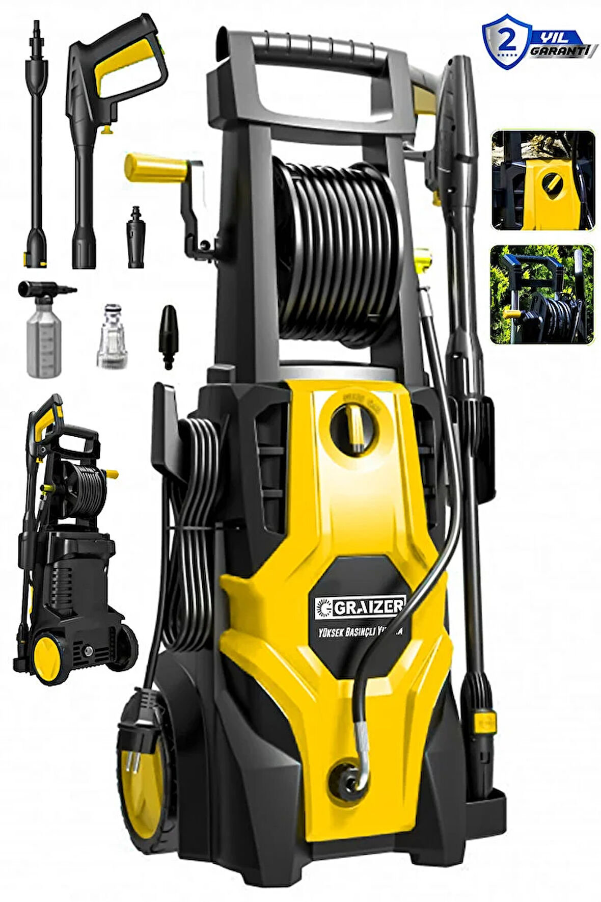 GR-S-180 Çelik Şanzuman Musluk Ve Kovadan Çekme Yüksek Basınçlı Bahçe Oto Yıkama Makinesi