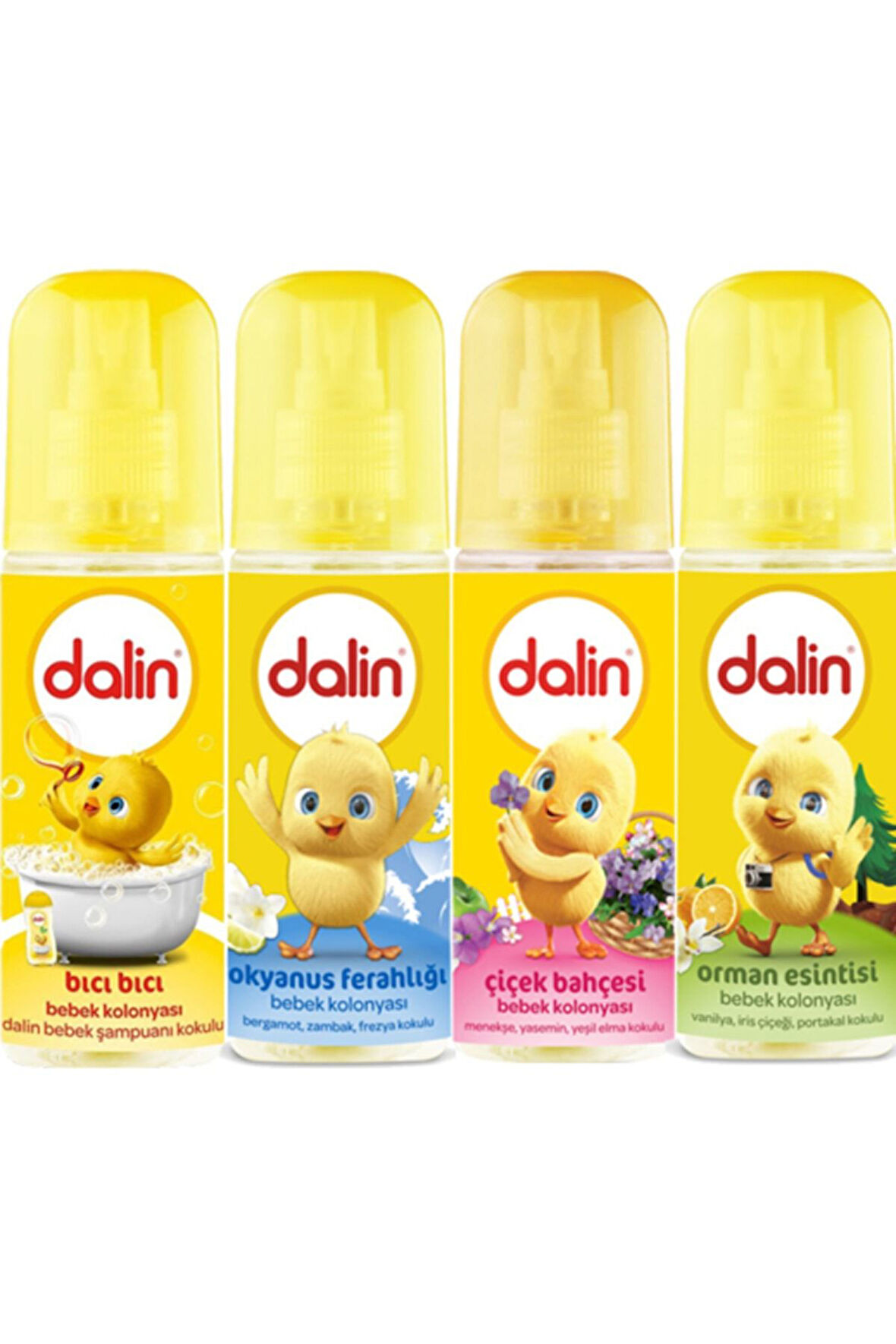 Dalin Bebek Kolonyası 150ML (Orman-Bahar-Çiçek-Okyanus) Karma 4 Lü Set