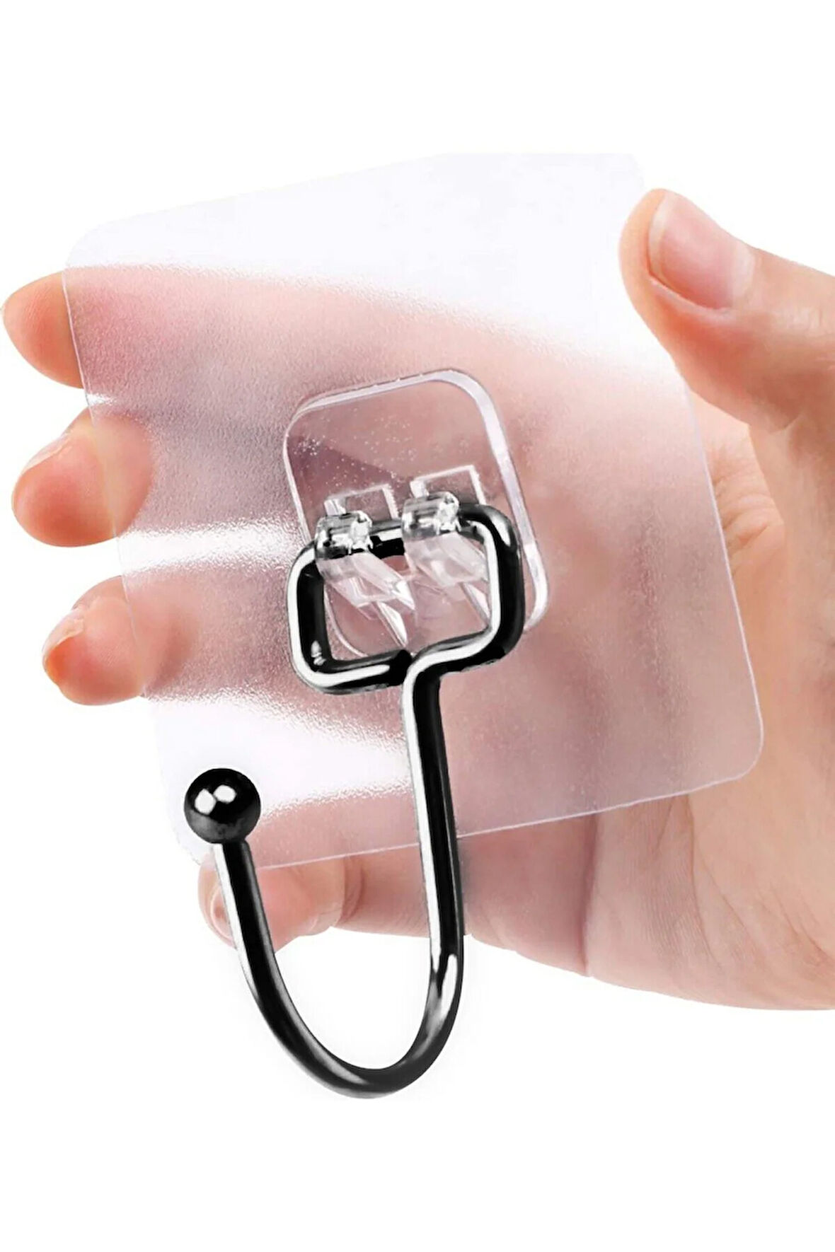 Siyah Güçlü Yapışkanlı Kanca Yapışkanlı Askılar, Mutfak Banyo Ev Ofis Askısı 1 Adet