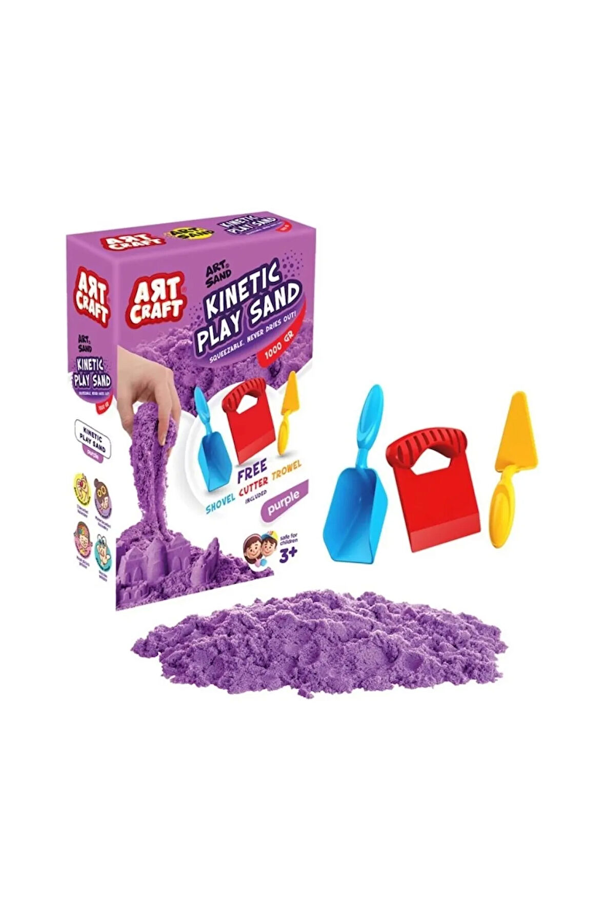 03694 Aksesuarlı Mor Kinetik Oyun Kumu 1000 gr -Dede