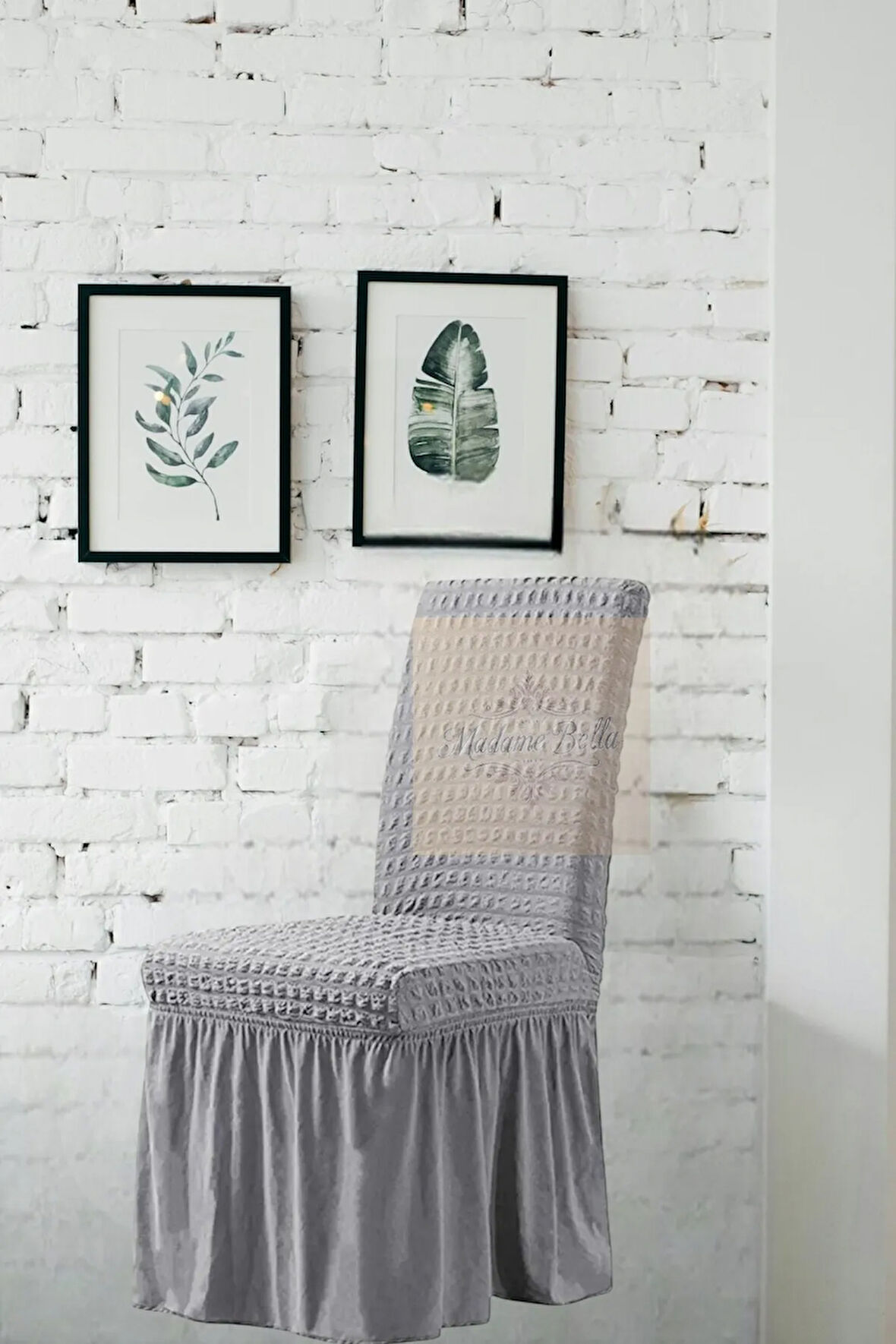 1 Adet Bürümcük Etekli Likralı Esnek Yıkanabilir Sandalye Kılıfı,45x45x60 Ölçüde Sandalye Örtüsü