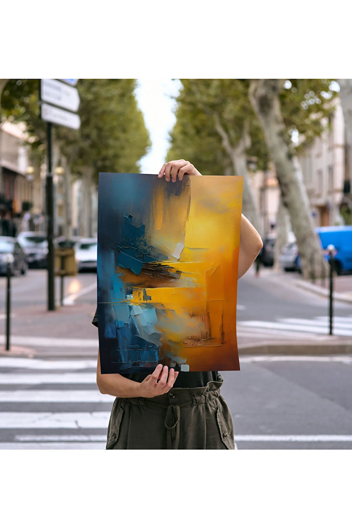 Çerçevesiz Poster, Dijital Baskı Soyut , Güneş ve Gece , Salon Ofis Oturma Odası Dekorasyon , Poster