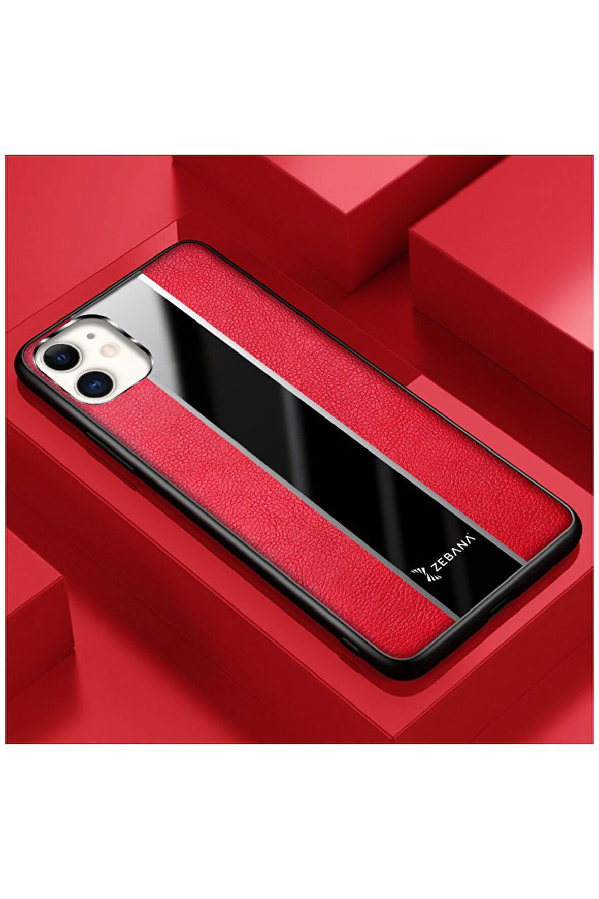 Apple Iphone 11 Uyumlu Kılıf Zebana Premium Deri Kılıf Kırmızı
