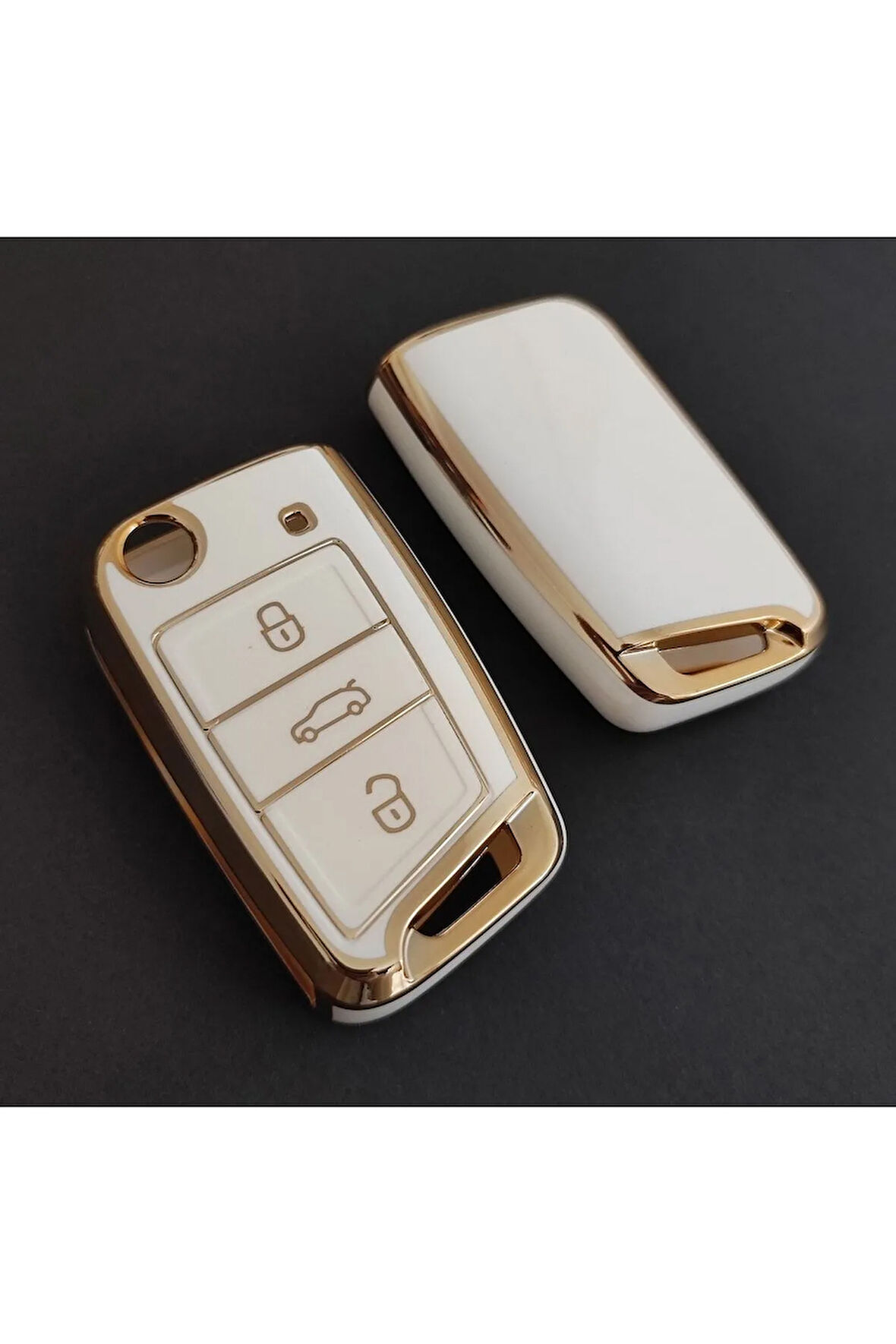 Golf 7 Anahtar Kılıf (beyaz/altın)