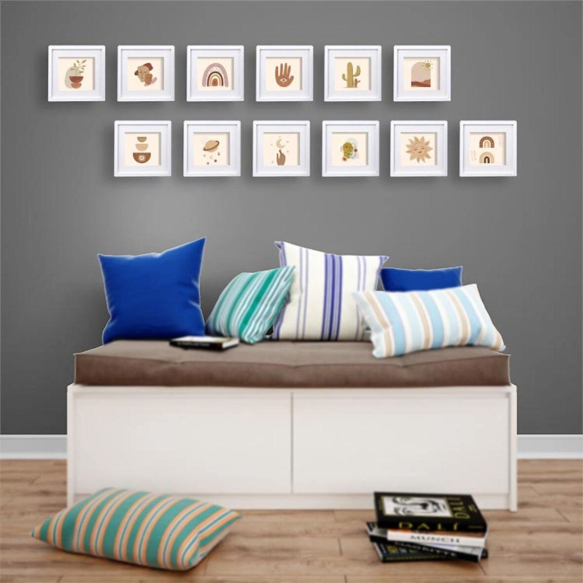 Nobbystar Yapışkanlı Sök-Tak Paspartulu Beyaz 14x14cm POLA Kare Fotoğraf Çerçevesi - 9'lu Paket