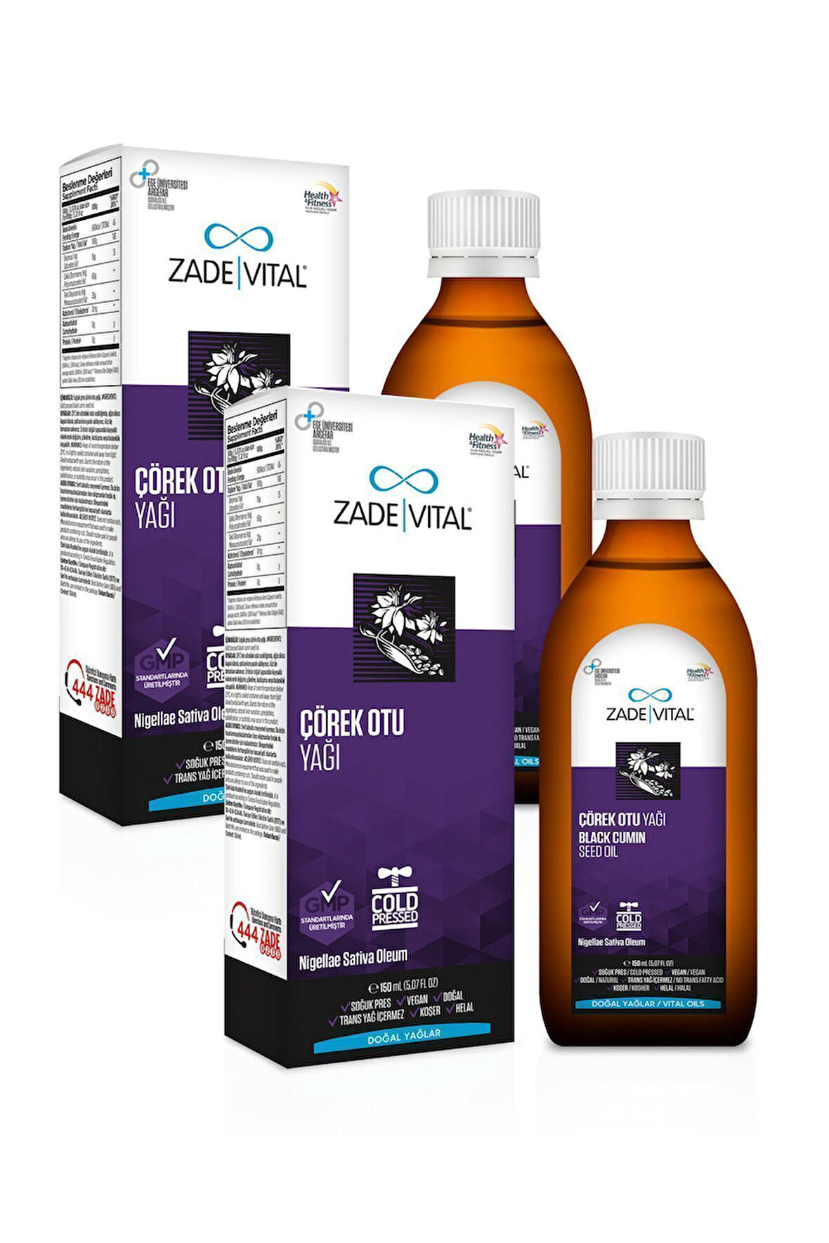 Zade Vital Çörek Otu Yağı Nigella Sativa (2 Kutu x 150 ml) Sıvı Cam Şişe