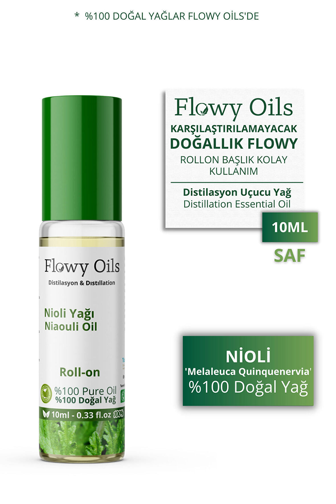 Nioli Yağı Saf Roll-on %100 Doğal Bitkisel Uçucu Yağ Niaouli Essential Oil 10ml