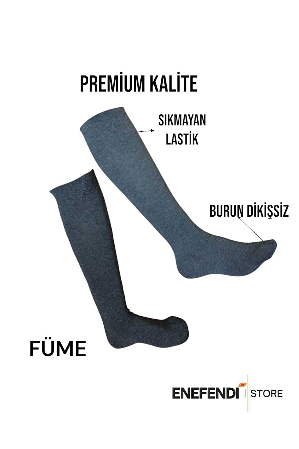 ANNE ÇORABI DİZALTI LÜX KALİTELİ PAMUKLU BURUN DİKİŞSİZ SIKMAYAN LASTİK ESNEK KADIN ÇORAP FÜME