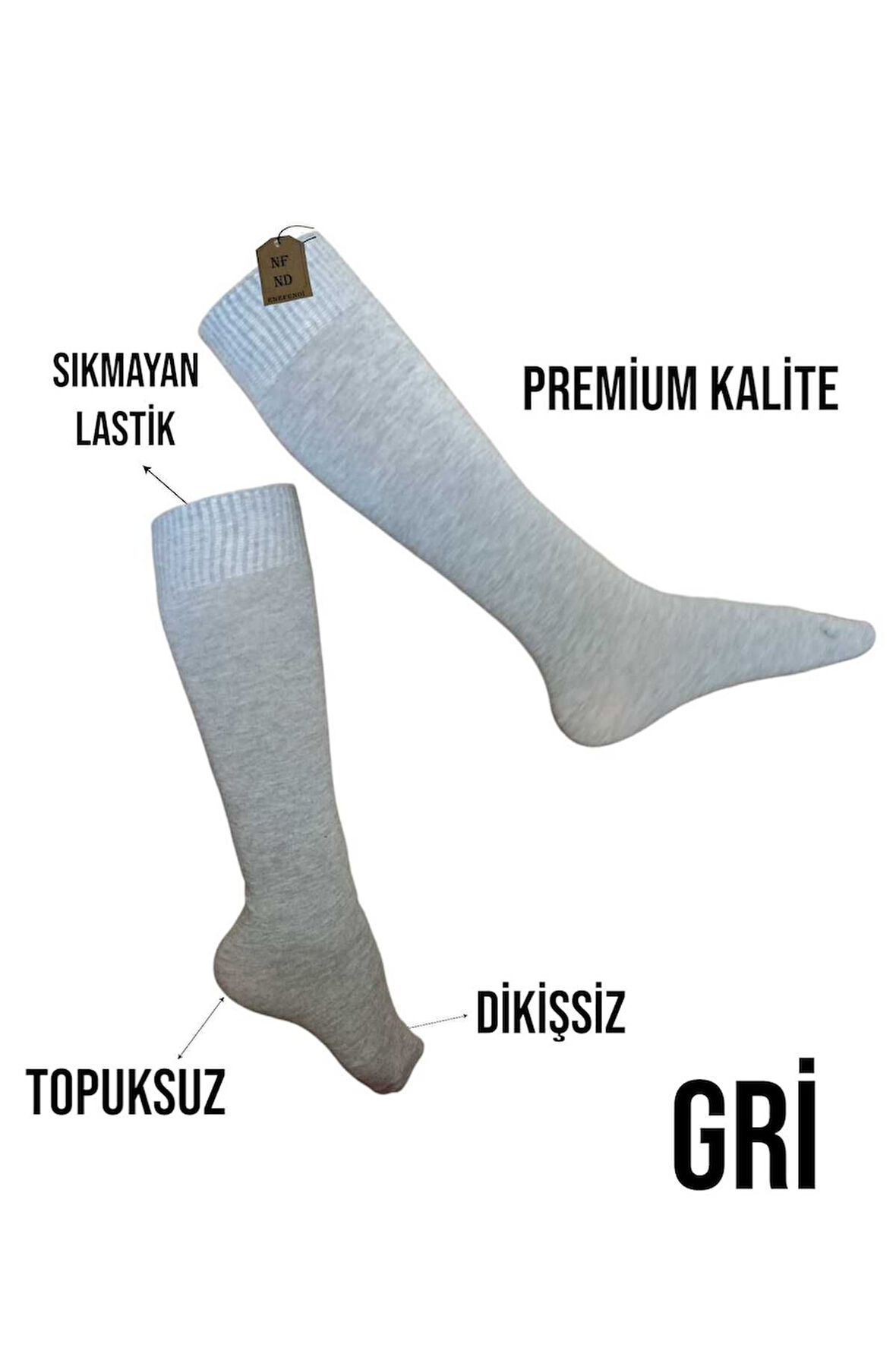 ANNE ÇORABI DİZALTI 240 DEN PAMUKLU DİKİŞSİZ SIKMAYAN LASTİK TOPUKSUZ PANTOLON ÇORAP SATEN DOKU GRİ