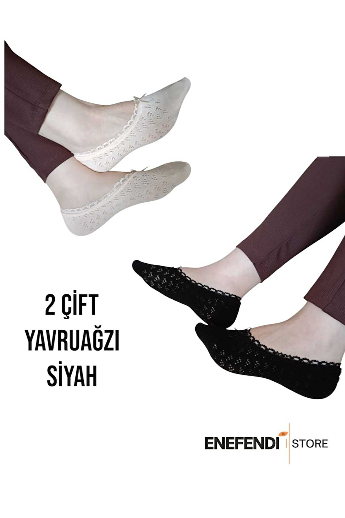 BABET ÇORAP 2 ÇİFT KADIN MERSERİZE DANTELLİ FİLE PAMUKLU GÖRÜNMEZ ÇORABI YAVRUAĞZI SİYAH