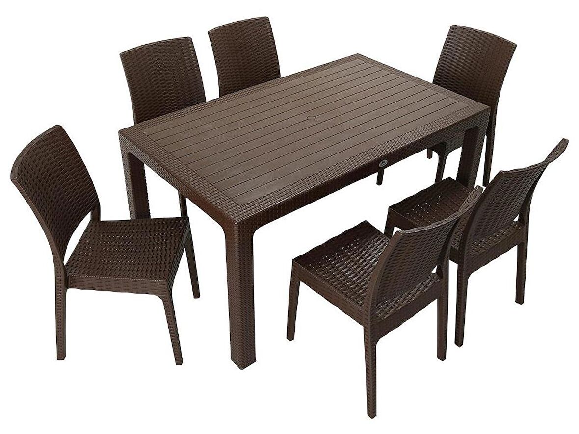 Mandella Elit Rattan 90x150 Elit Sandalye Masa Takımı KAHVERENGİ