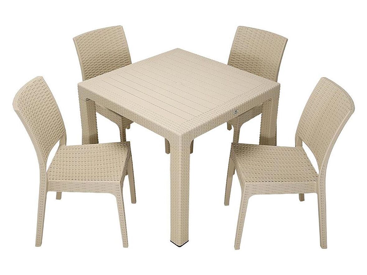 Mandella Elit Rattan 90x90 Elit Sandalye Masa Takımı ÇÖLBEJİ