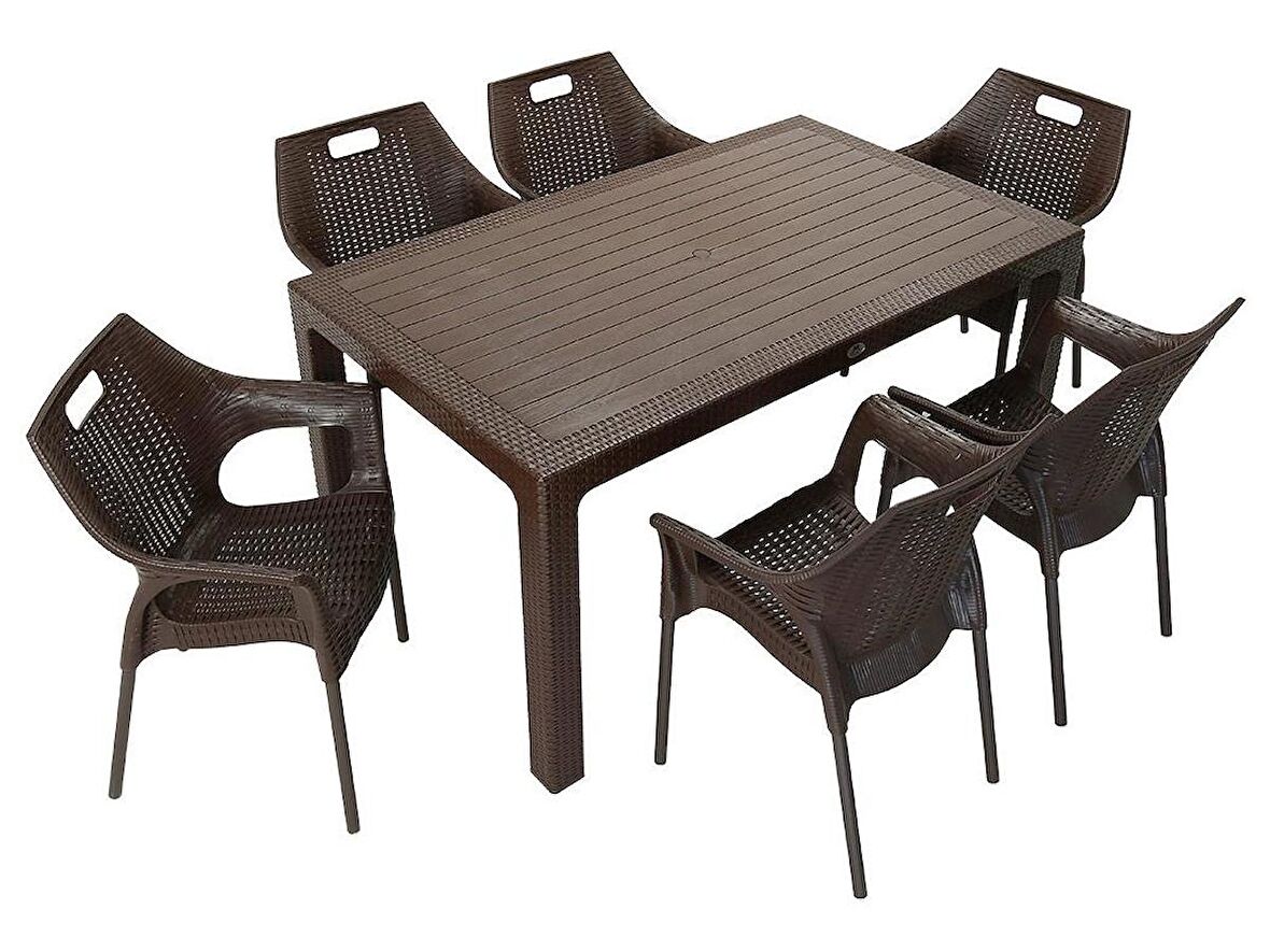 Mandella Elit Rattan 90x150 Star Koltuk Masa Takımı KAHVERENGİ