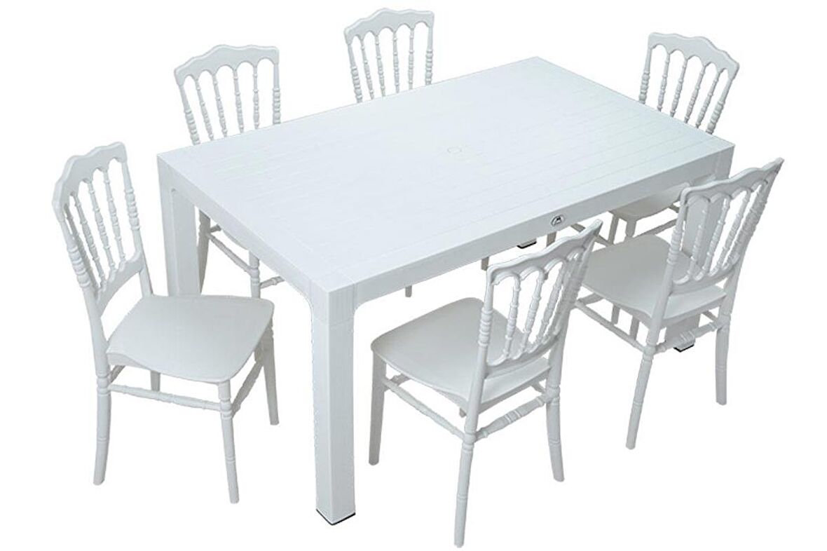 Mandella Wood 90x150 Silver Napolyon Sandalye Masa Takımı