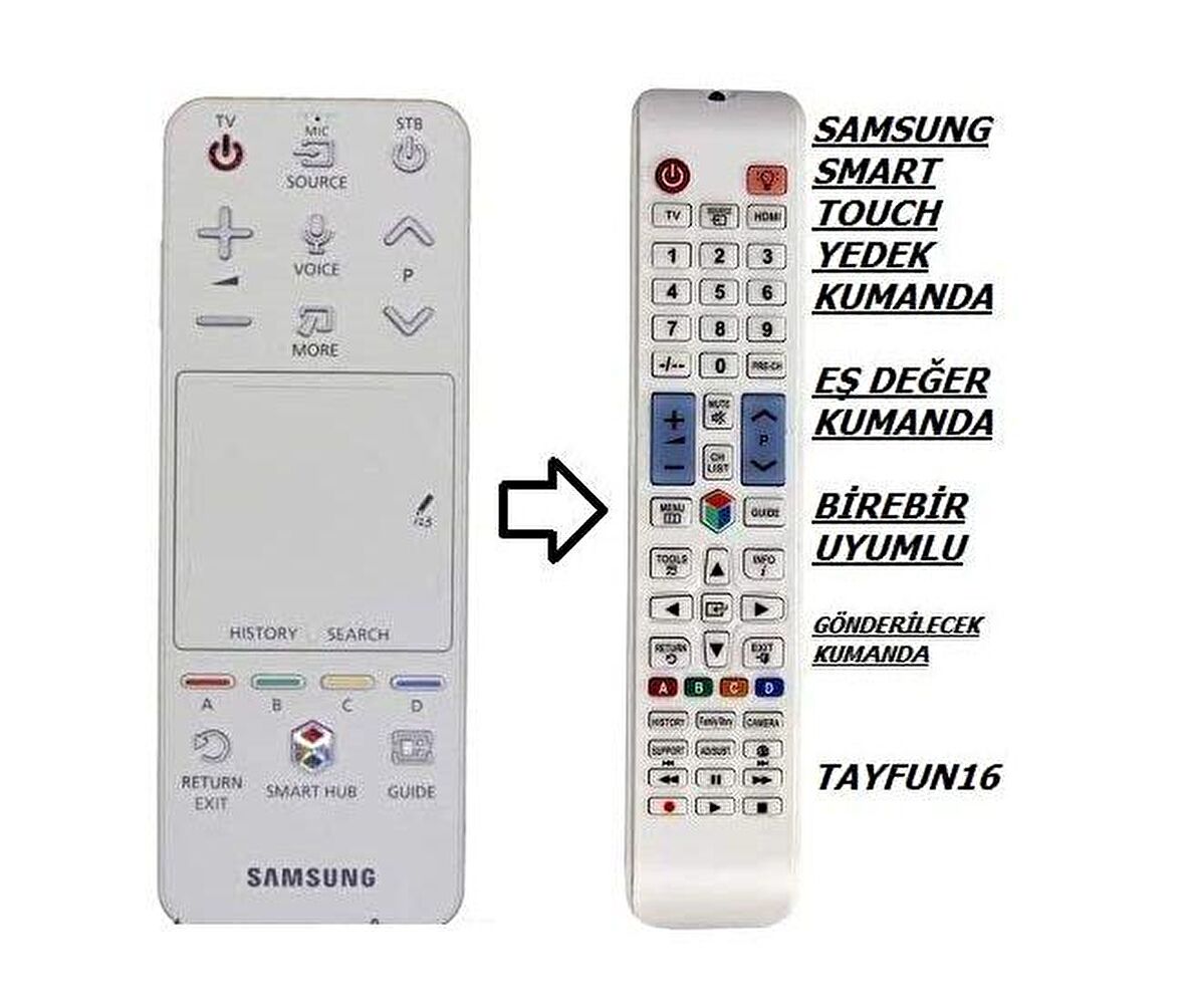 SAMSUNG AKILLI KUMANDA AA59-00775A BEYAZ AA59-00774A - YEDEK KUMANDASI