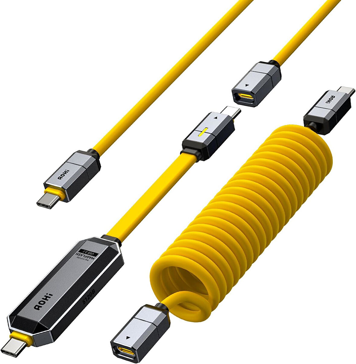 Aohi Spliceable 2'Si 1 Arada Hızlı Şarj Ve Veri Depolama Kablosu Seti, 240W Pd 3.1 Usb C - Usb C Kab