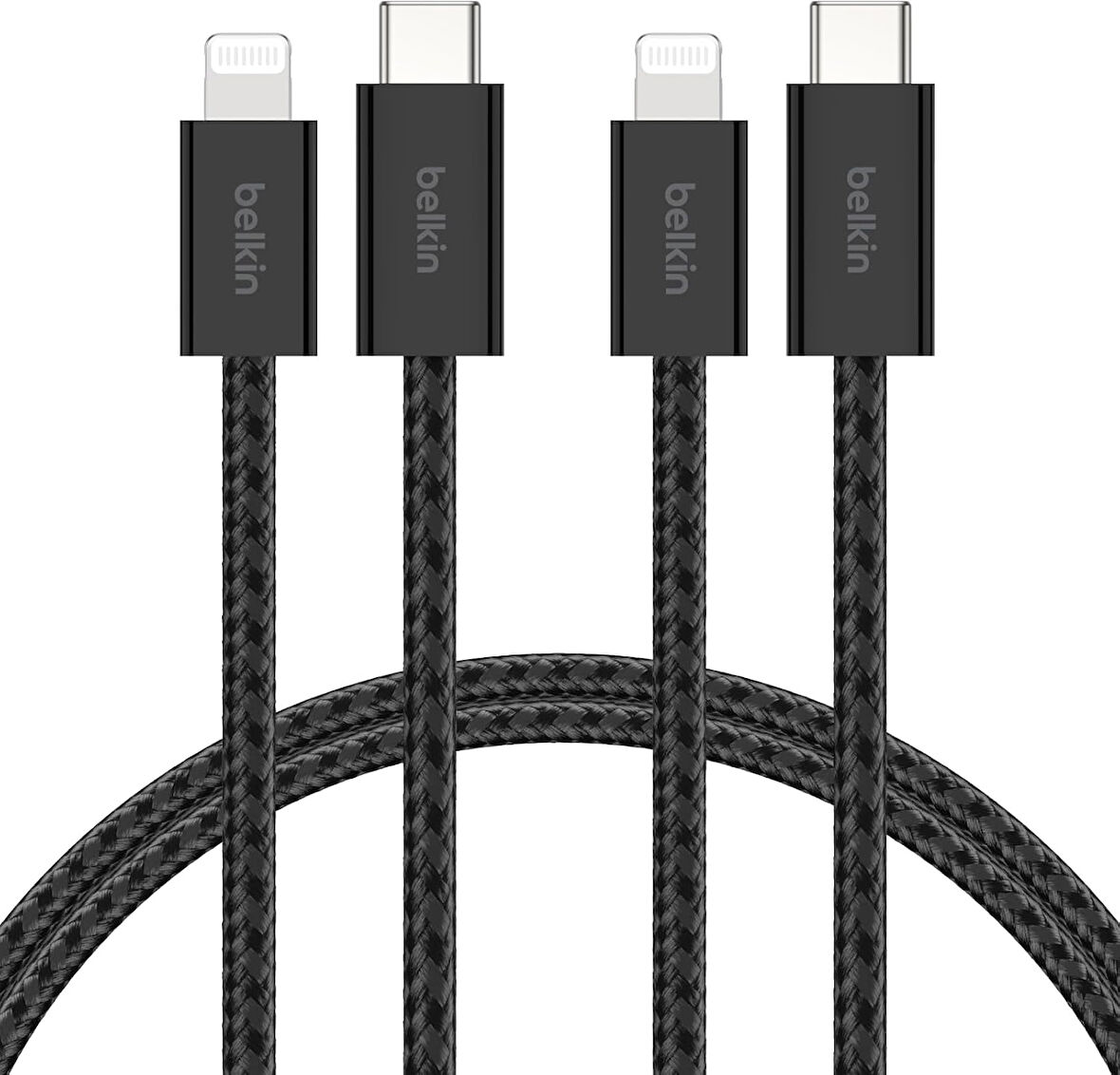 Belkin 2'Li Örgülü Usb-C - Lightning Kablo, 1,5 M, Iphone 14 Ve Önceki Modeller, 9. Nesil Ipad Ve Ai