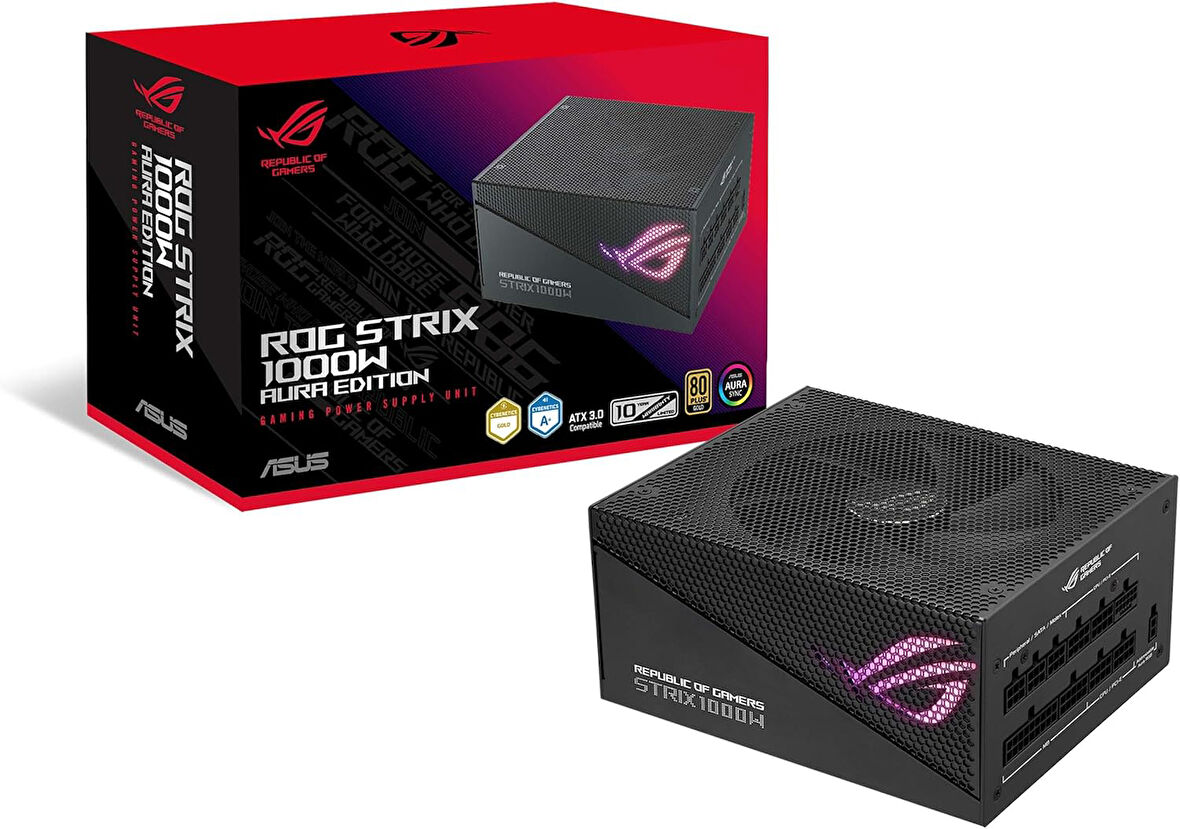 Asus Rog-Strix-1000G Güç Kaynağı Aura 80+ Gold 1000W Modüler Atx 3.0 Uyumlu Pci-E 5.0