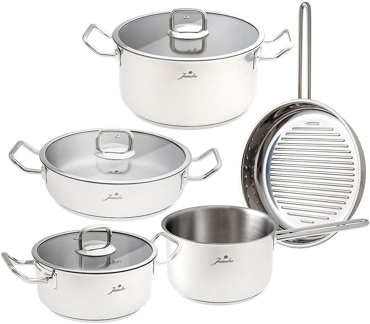 Jumbo Proshine Steel 8 Parça Tencere Seti