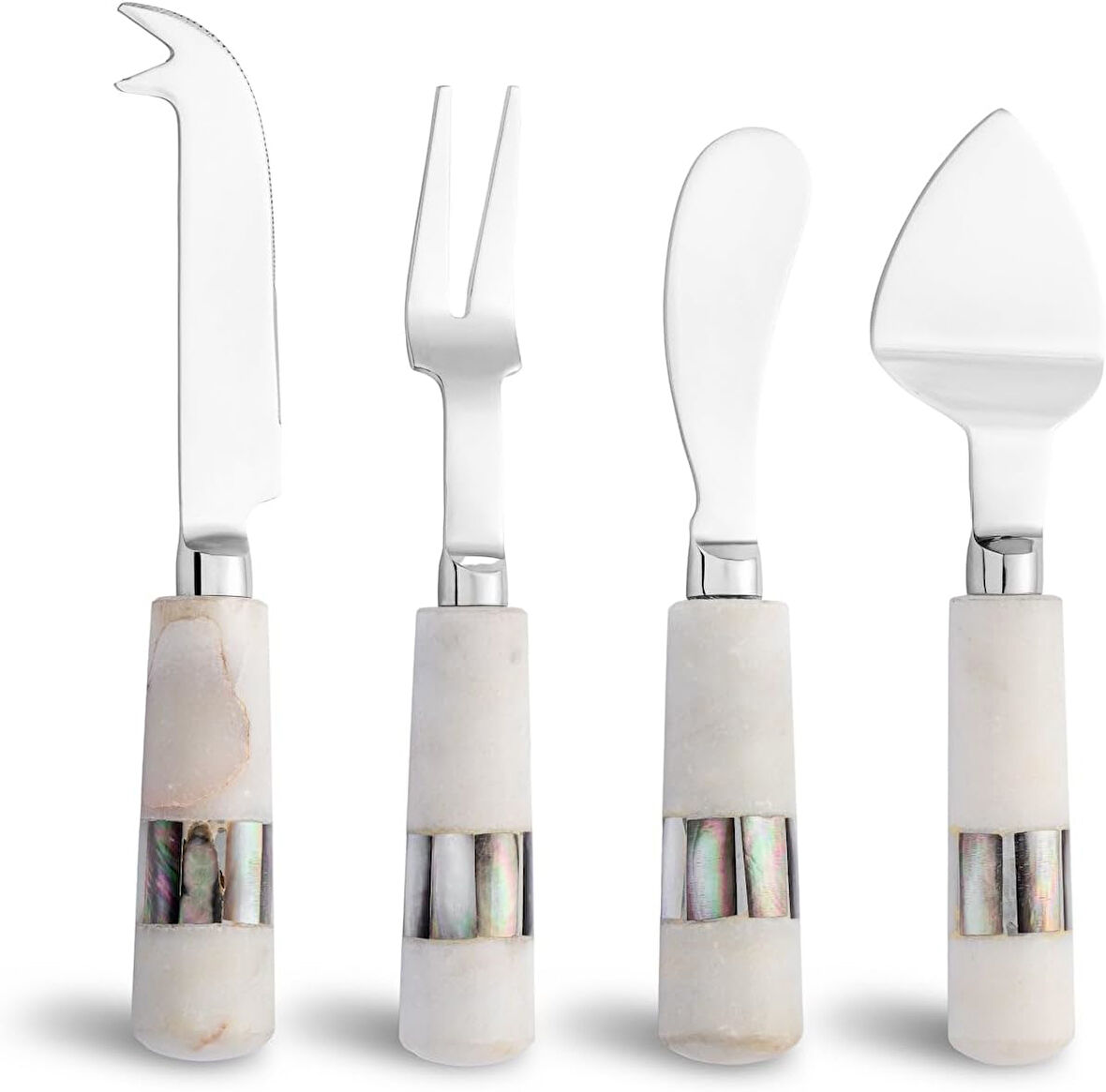 Jumbo Romano Mermer Peynir Servis Seti Beyaz